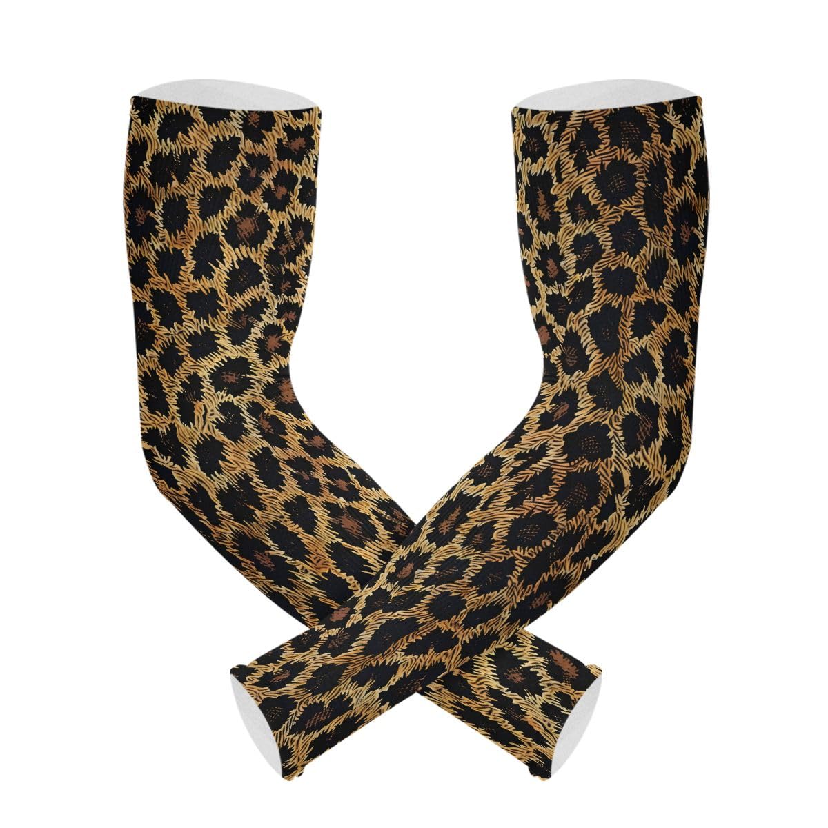 Cooling Arm Sleeves for Men Women UV Sun Protection Arm Covers Cheetah Animal Leopard Compression Sleeves Sports Football Golf Cycling