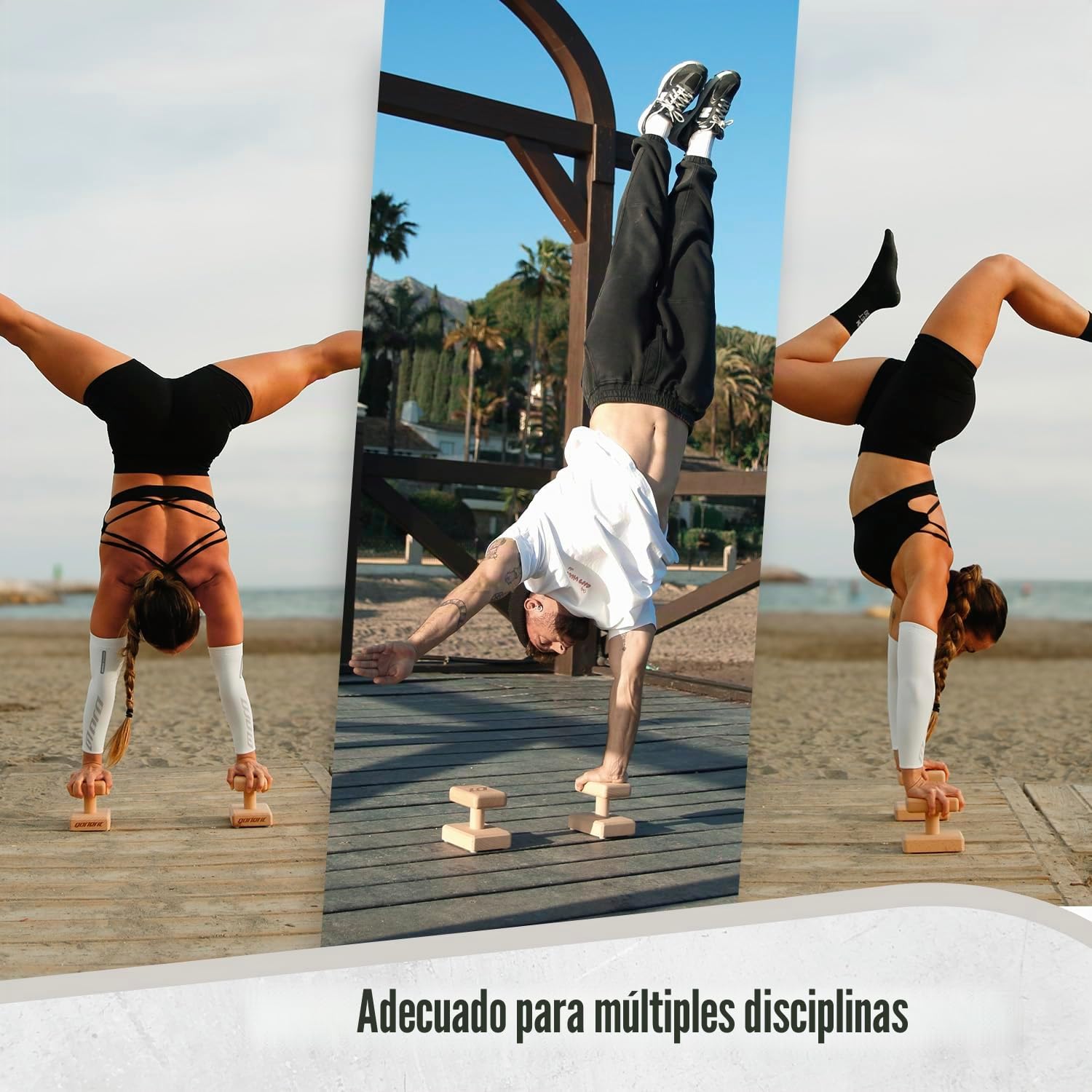 Canes BASIC — Bloques de Equilibrio Handbalance de Madera de Haya (14 cm Altura) con Bases Antideslizantes - Handstand Blocks