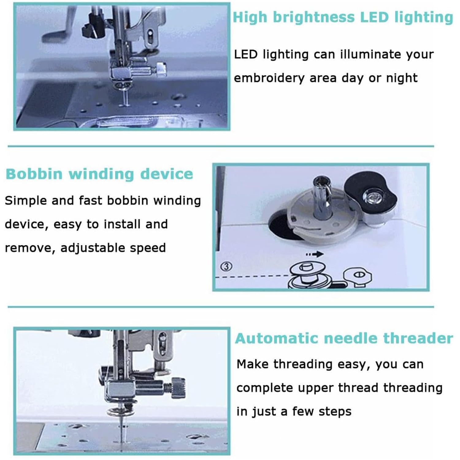 Qiang Macchina per Cucire E Ricamare Digitale Computerizzata con Schermo LCD 7'' E Porta USB 158 Disegni Incorporati 210 Lettere Integrate E 30 Bordi con Motivi 100 * 230Mm Ampia Area di Ricamo