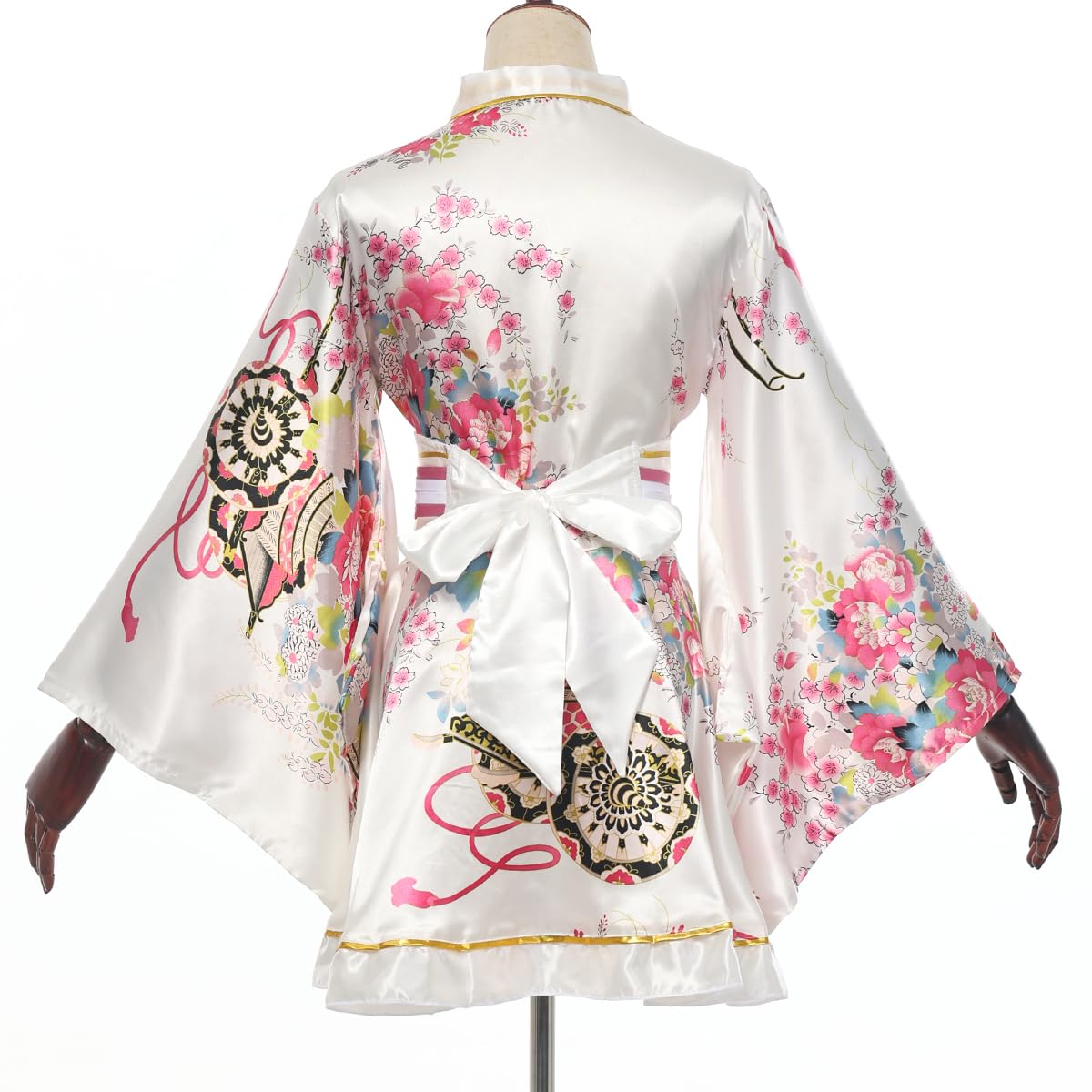 BPURB Kimono-Kostüm, japanisches traditionelles Geisha-Yukata-Cosplay, Damen, sexy Kirschblüten, Bademantel, Nachtwäsche mit Obi-Gürtel