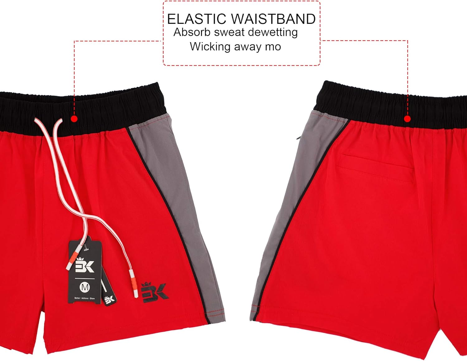 BROKIG Men's 5" Gym Bodybuilding Shorts Running Workout Lightweight Shorts Elastic Waistband with Pockets - Image 4