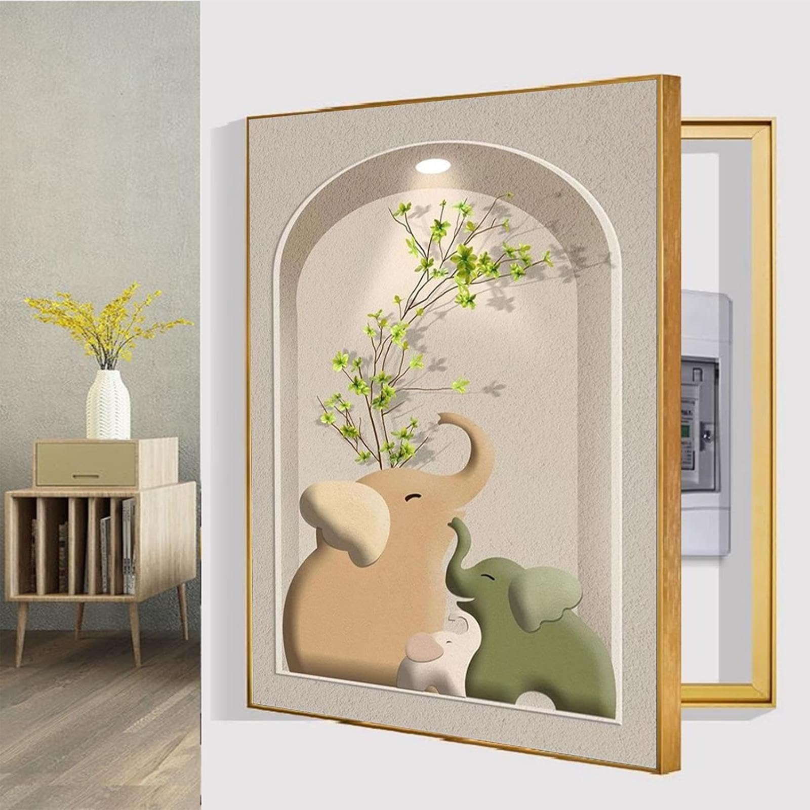 Copertura Quadro Elettrico, Pannello Decorativo per Contatore, Coperchio Scatola Elettrica, Decorazione da Parete Senza Fori, per Soggiorno, Camera da Letto, Ingresso