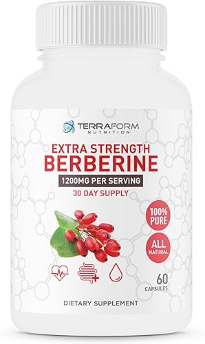 Berberina HCL 1200mg diariamente - Suplemento de berberina pura de alta potencia 600 mg por cápsula - 60 cápsulas - Apoya la salud metabólica,