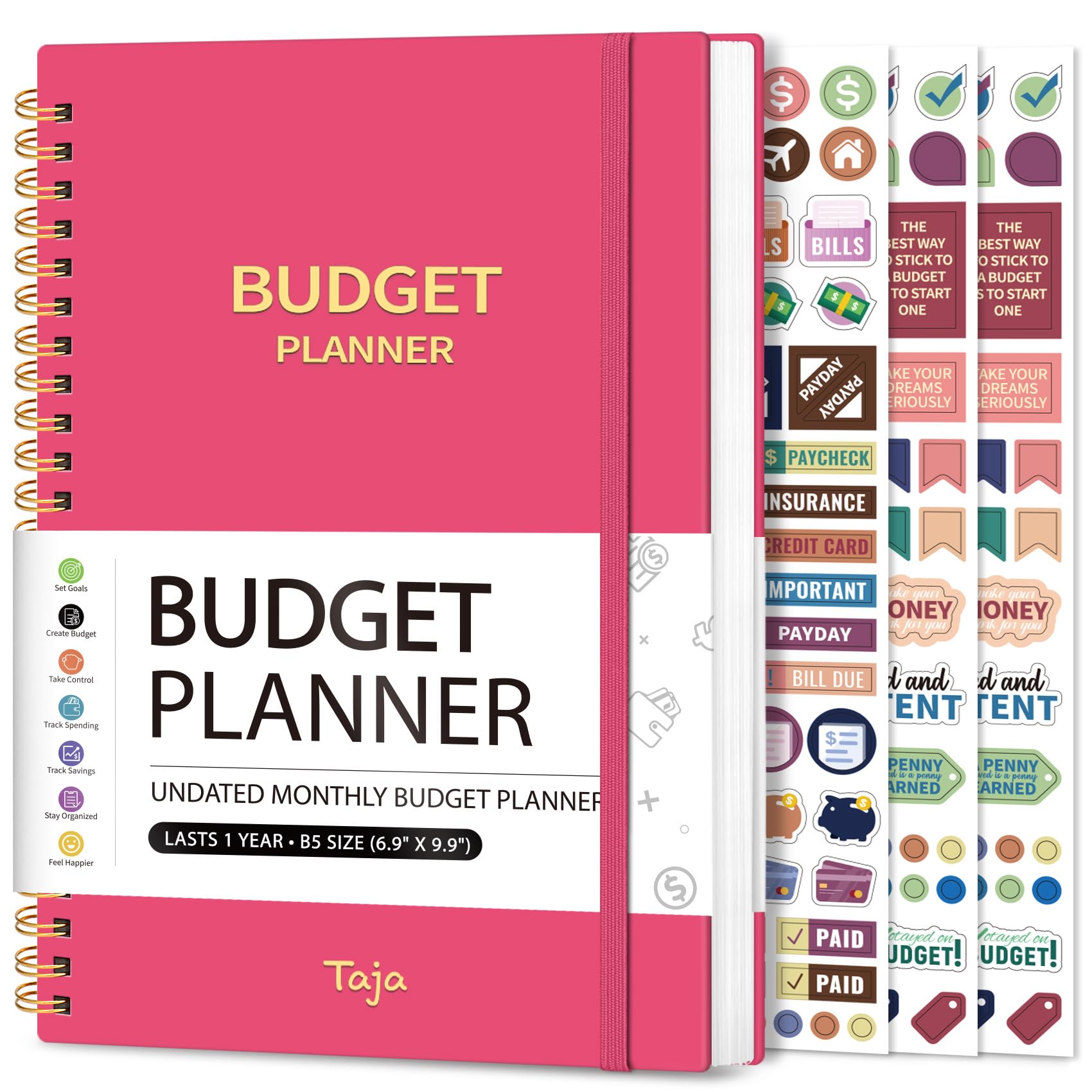 Budget Planner - Monthly Budget Book with Expense Tracker Notebook, Undated Bill Organizer & Finance Planner to Take Control of Your Money, 2026 Account Book to Manage Your Finances-Berry Pink