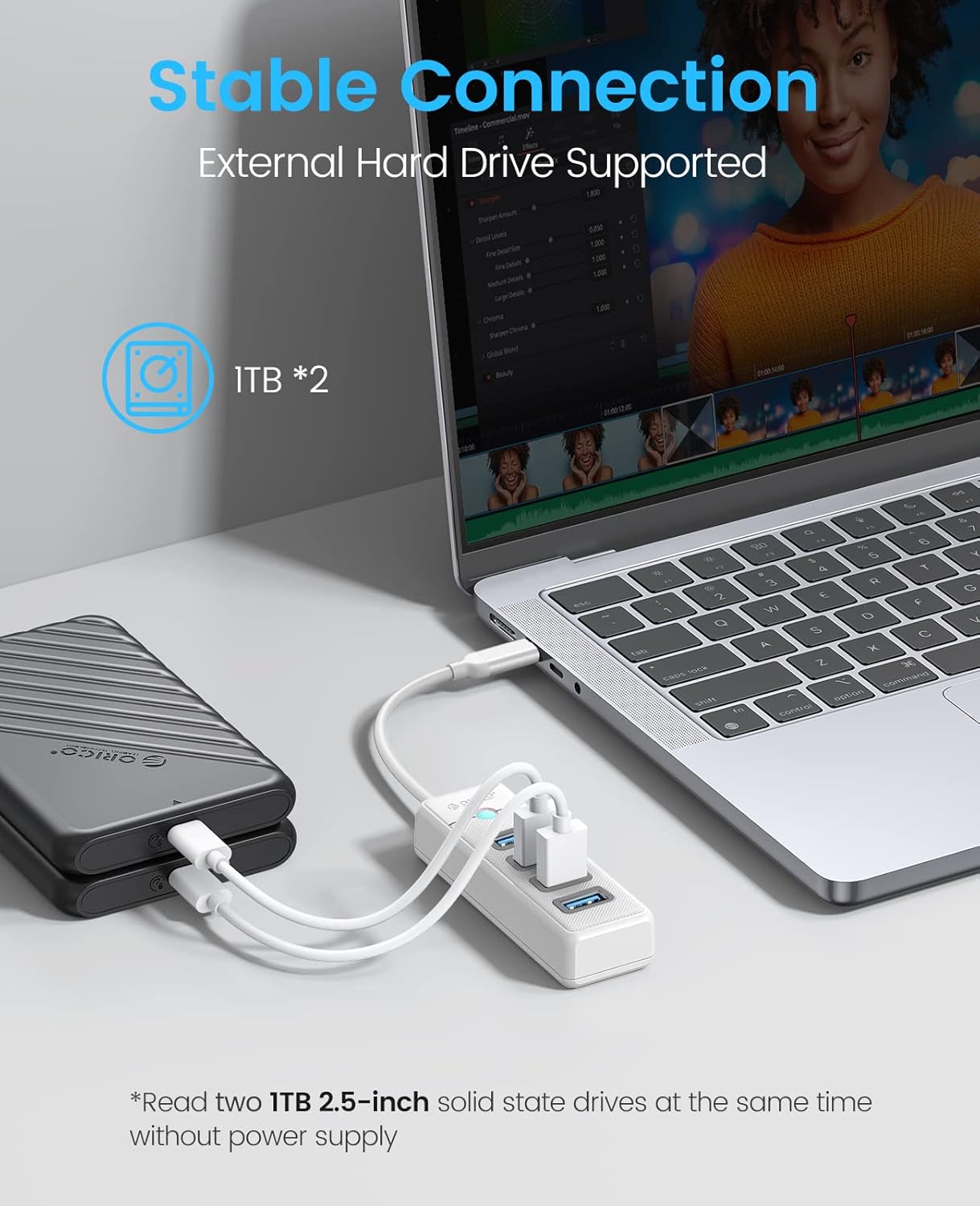 ORICO USB C Hub, 4 porte USB 3.0 Tipo C Adattatore, Sdoppiatore USB per laptop, telefono cellulare, tablet con cavo 0.15m, compatibile con Mac OS 10.X e versioni successive, Linux, Android-Bianca white Bianco - Immagine 4
