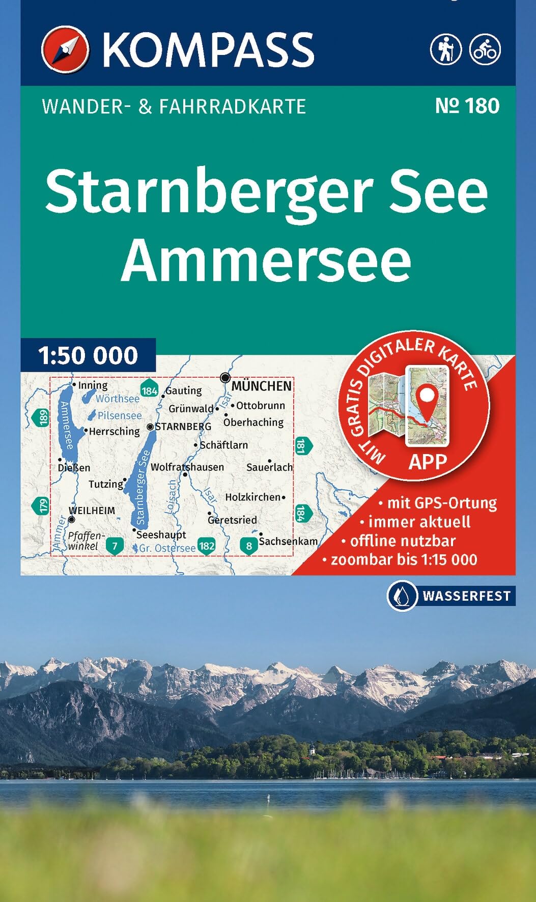 KOMPASS Wanderkarte 180 Starnberger See, Ammersee 1:50.000: Wander- und Fahrradkarte in einem - inklusive Offline-Verwendung in der KOMPASS-App. Wander-& Radwege. Skitouren. Langlaufen.