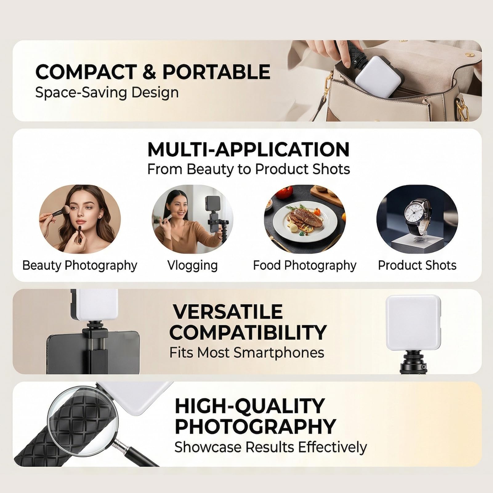 Rechargeable 2PCS Video Light 5600K Adjustable Brightness for