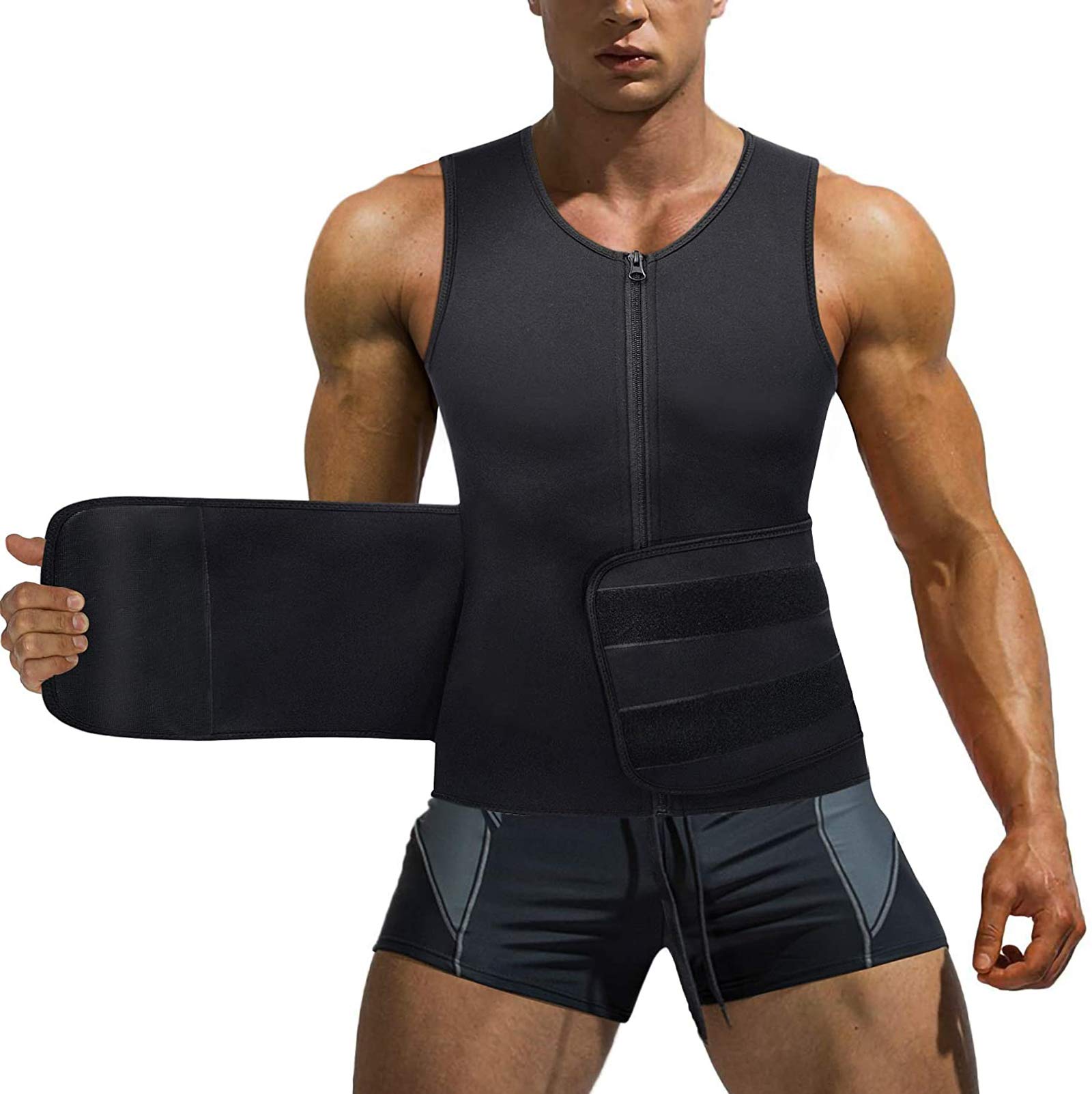 Canottiera Dimagrante Uomo Fascia Addominale Neoprene Perdita di Peso Gilet Sauna Allenamento Fitness Body Shaper