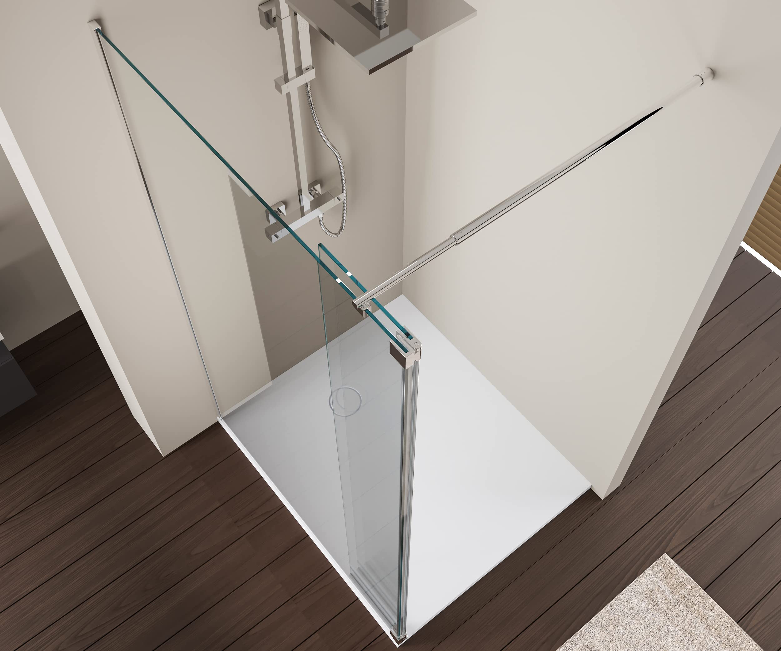 Parete doccia Walk-In con anta paraspruzzi NT109 vetro temprato - 8mm - rivestimento NANO, Larghezze disponibili:800mm