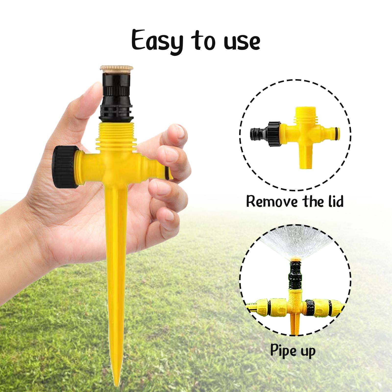4 Stück Rasensprenger 360° – Automatische Gartensprinkler Mit Erdspieß, 3-Stufen Einstellbar Für Garten & Rasen