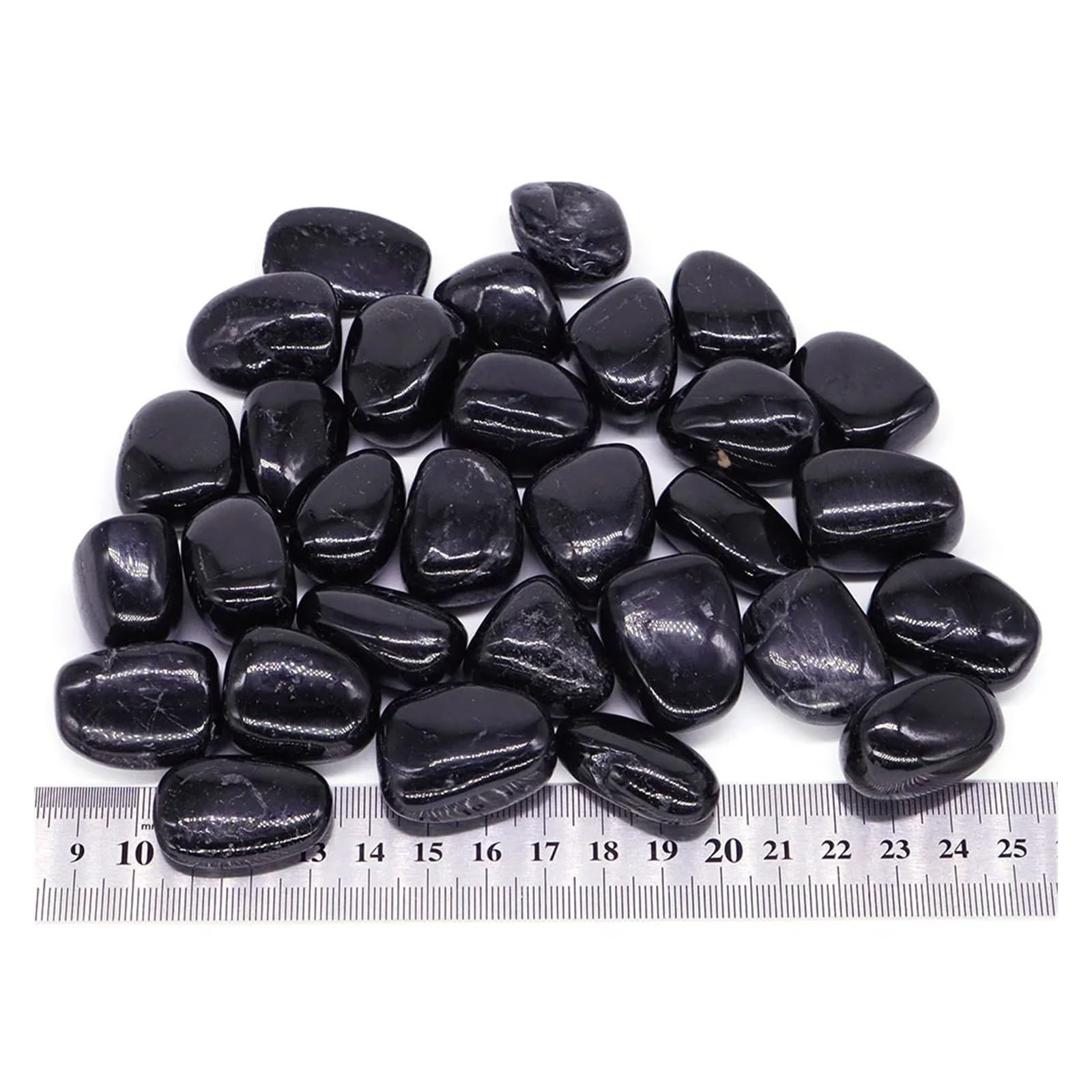 Piedras de Grava para peceras, Piedras caídas de Cristal turmalina Negra, Grava for Acuario, pecera, Varios tamaños(1000g)