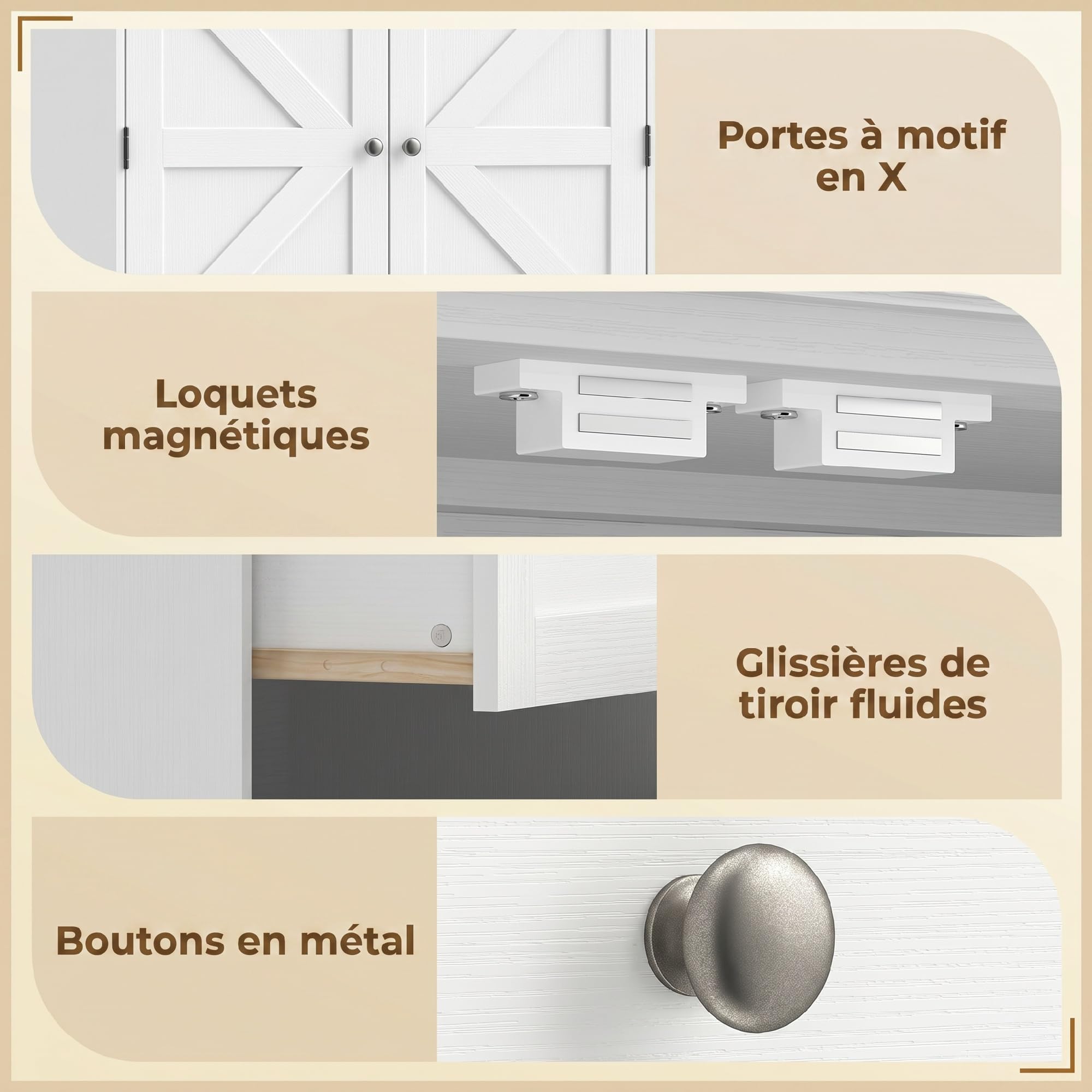 HOMCOM Buffet Haut Cuisine Armoire de Cuisine 80x39,5x184,5cm Blanc