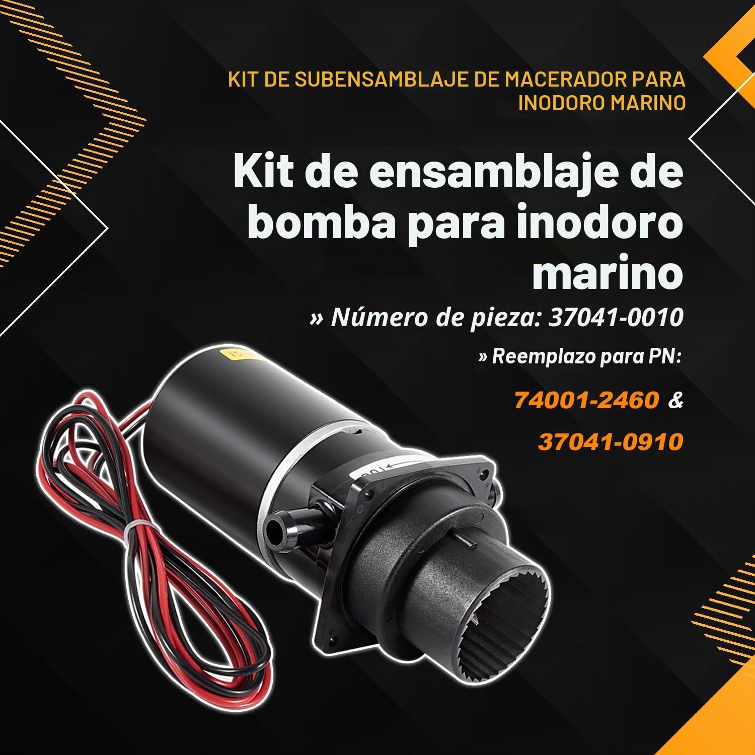 Repuesto para kit de montaje de macerador de inodoro marino 37041-0010 de 12 voltios