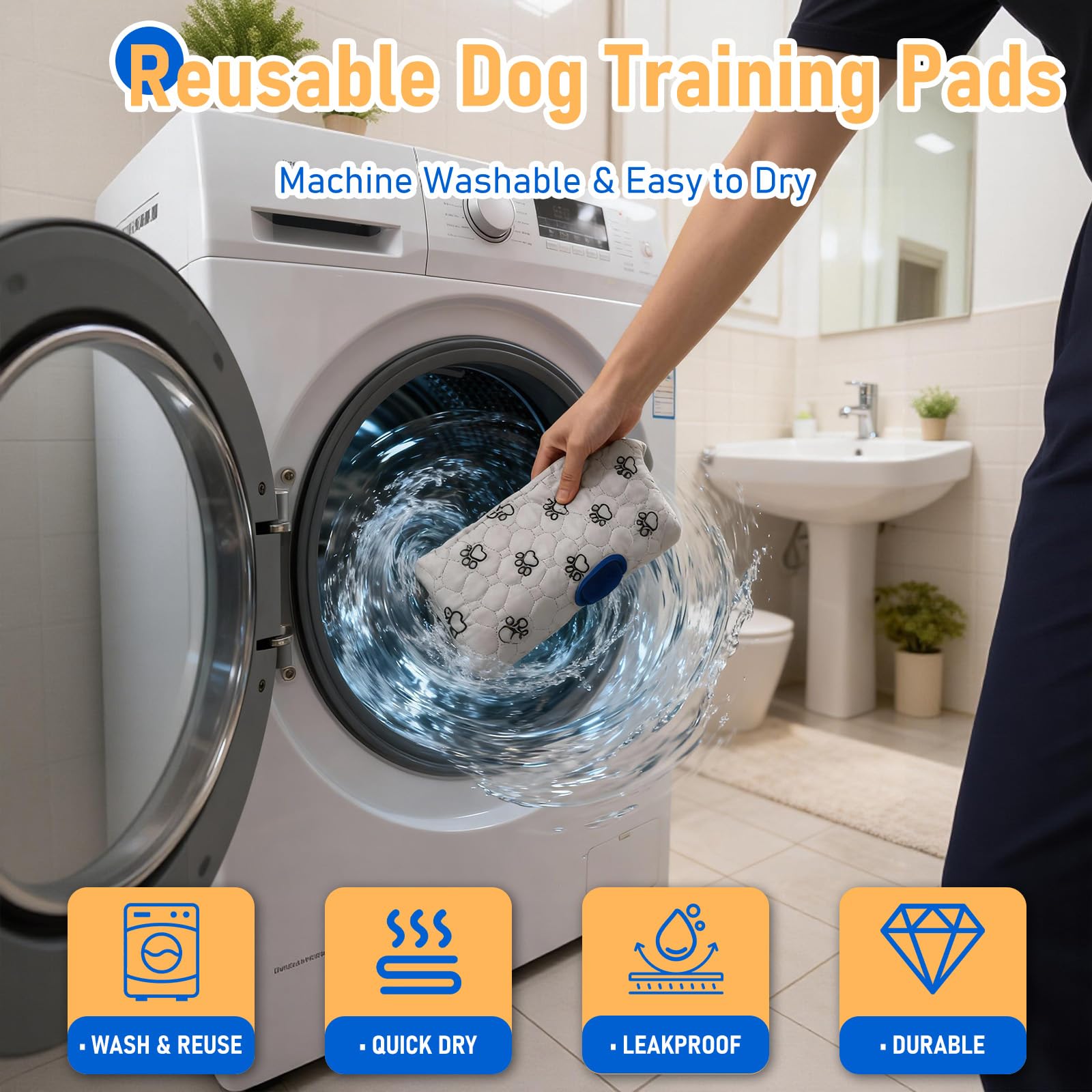 Paquete de 2 almohadillas lavables para orina para perros, almohadillas reutilizables para entrenamiento de mascotas con objetivos de atracción de feromonas de carbón activado, impermeables y