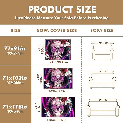Vista 37 de Funda de sofá con estampado floral, fundas de sofá resistentes a las manchas, protector universal de muebles