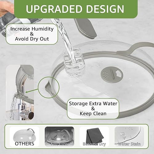Miniatura 7 de Cubierta de salpicaduras de microondas con vaporizador de agua para alimentos, protector de salpicaduras de microondas de vapor de 10 pulgadas con