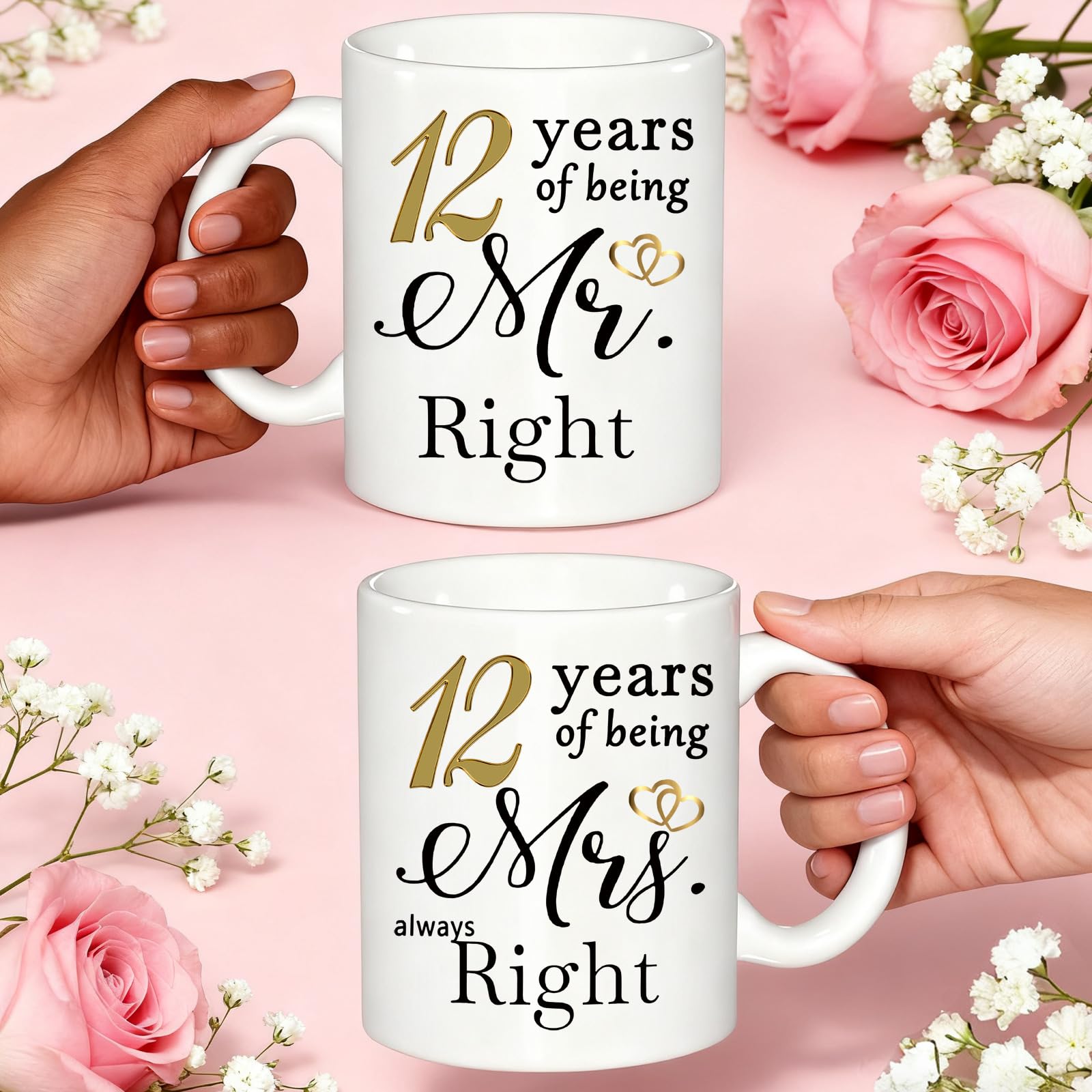12 Year Anniversary Coffee Mugs Set of 2 - Image 2