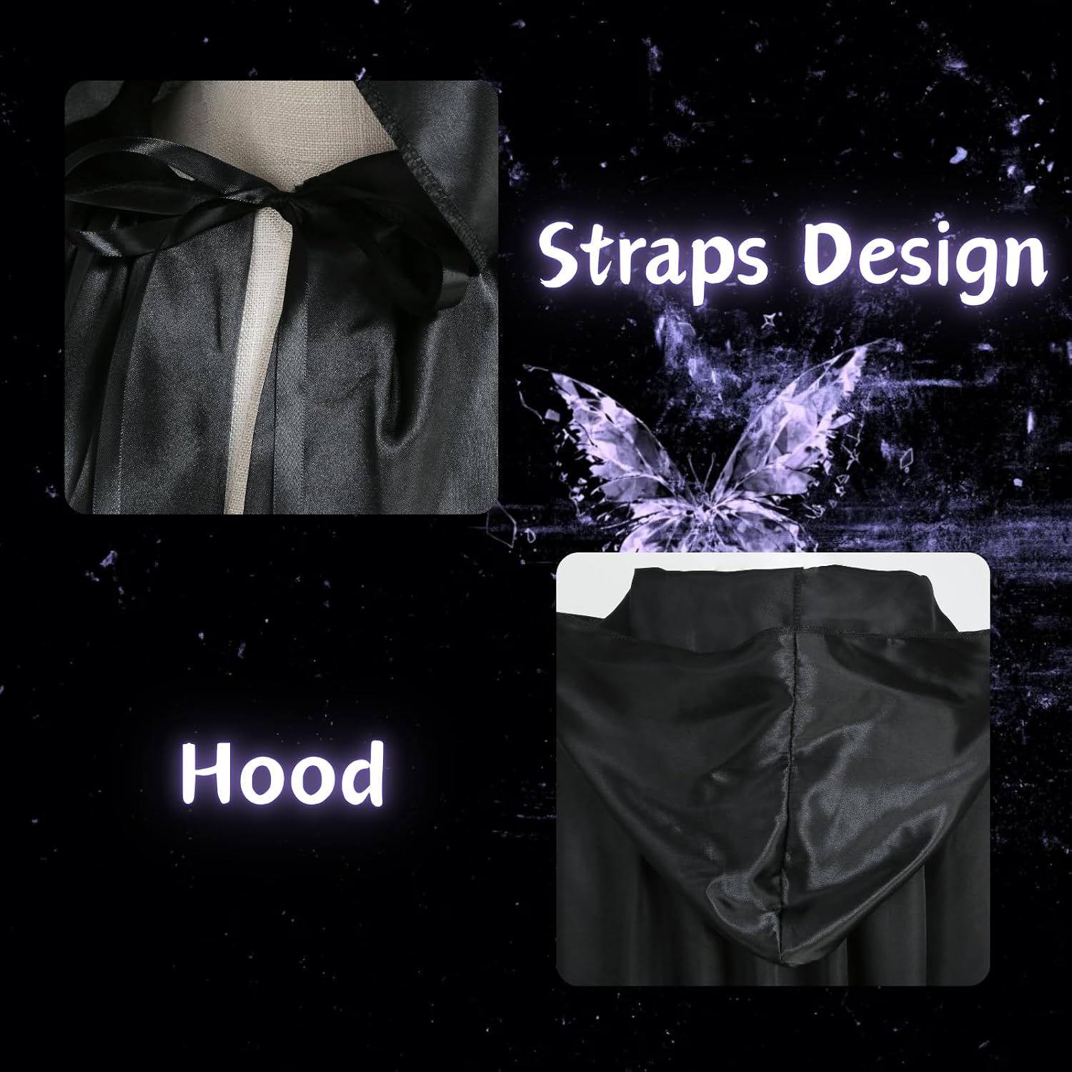 Colorful House Unisex Full Length Hooded Cape Christmas Costume Cloak/1PC (67", Black)