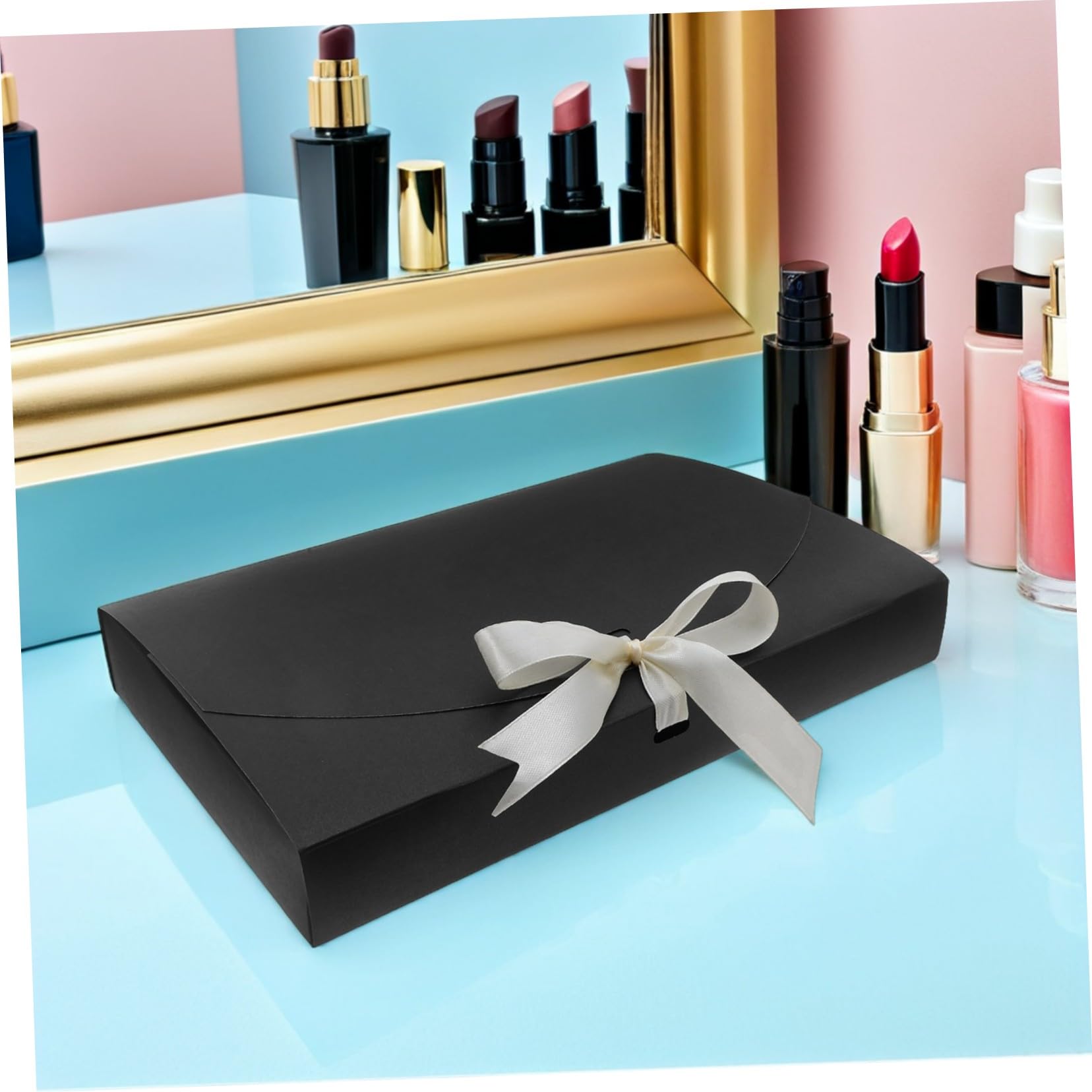 Zerodeko 20 Stück Teiliges Geschenkverpackungsset Schwarz Geschenkbox für Schals Hemden Dessous und Handtücher mit Schleifenband Vielseitig für Weihnachten Geburtstag Hochzeit Shower Party