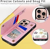 Vista 353 de UEEBAI Funda tipo cartera para iPhone 15 Pro Max con tarjetero, cubierta de cuero PU con soporte, bloqueo RFID, doble cierre magnético, relieve