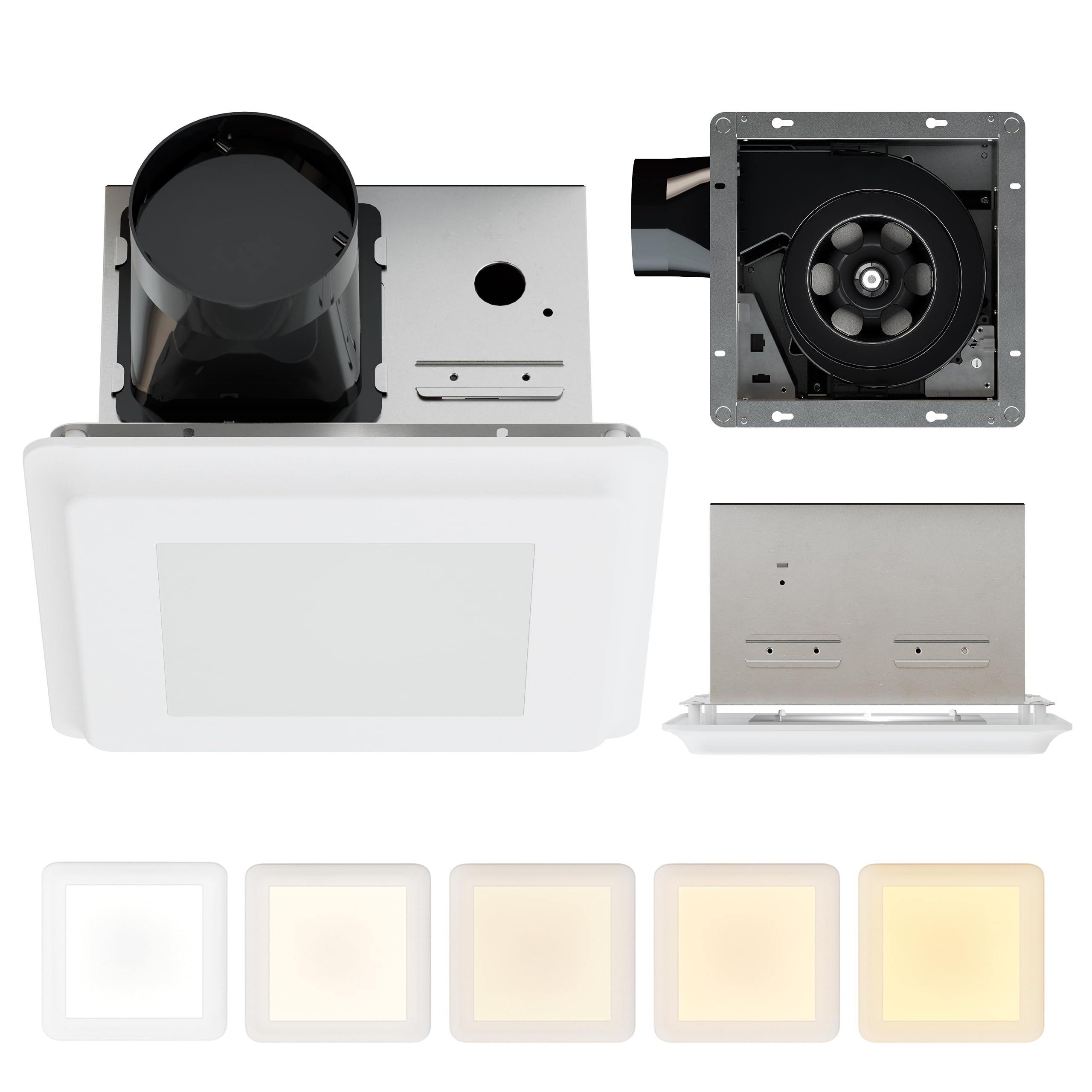 Bathroom Exhaust Fan with Light – 1000 Lumens, Dimmable, 5 CCT Color Modes, Quiet 1.2 Sone, 100CFM, Ceiling Mounted Vents, Ventilation Fan and Light Combo for Bathrooms up to 100 sq ft (White)