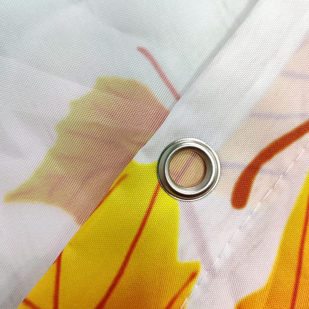 Fall Maple Leaves Shower Curtain, Autumn Thanksgiving Harvest Shower Curtains, Motivational Inspirational Quotes Christian Bible Verses Scripture Quotes Polyester Cloth Bathroom Curtains 72X72 inch