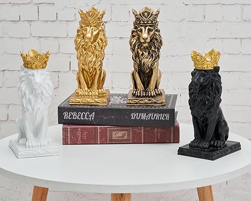 Miniatura 4 de Decoración de estatua de león de resina de 9 pulgadas, estatua de león de corona, hombre masculino, decoración para el hogar, oficina, decoración