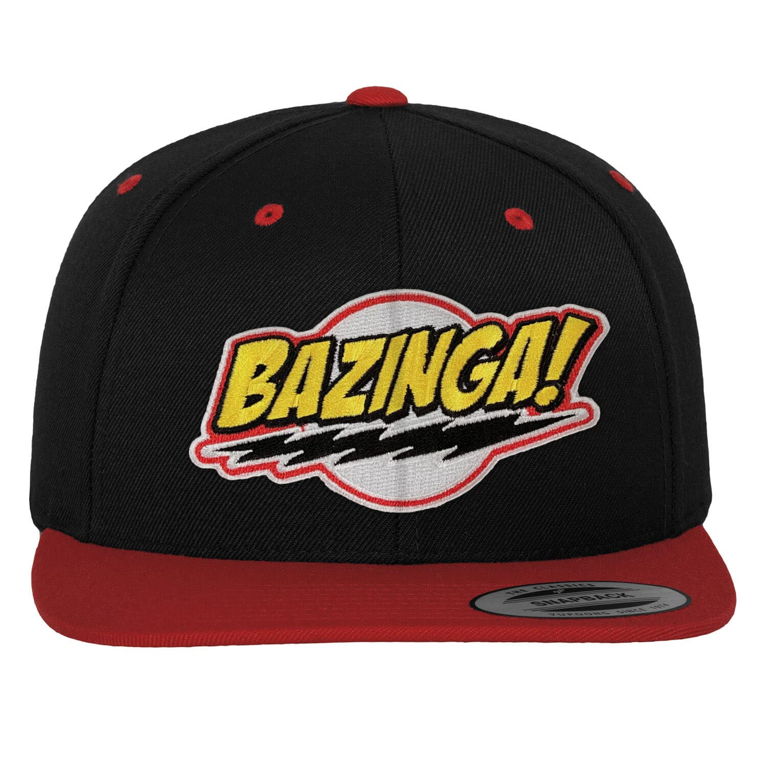 The Big Bang Theory Unisex Black-Red Officially Licensed Bazinga Patch Premium Snapback Cap (Black-Red)