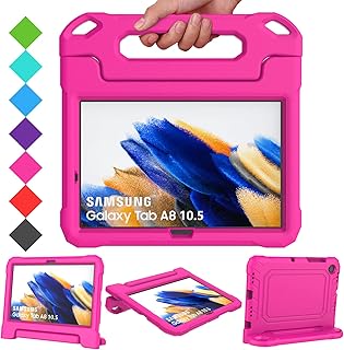 Kids Case for Samsung Galaxy Tab A8 10.5 Inch 2022, Galaxy Tab A8 Case with Screen Protector, Shockproof Handle Stand Case for Samsung Galaxy Tab A8 10.5” 2022 (SM-X200/SM-X205/SM-X207),Pink