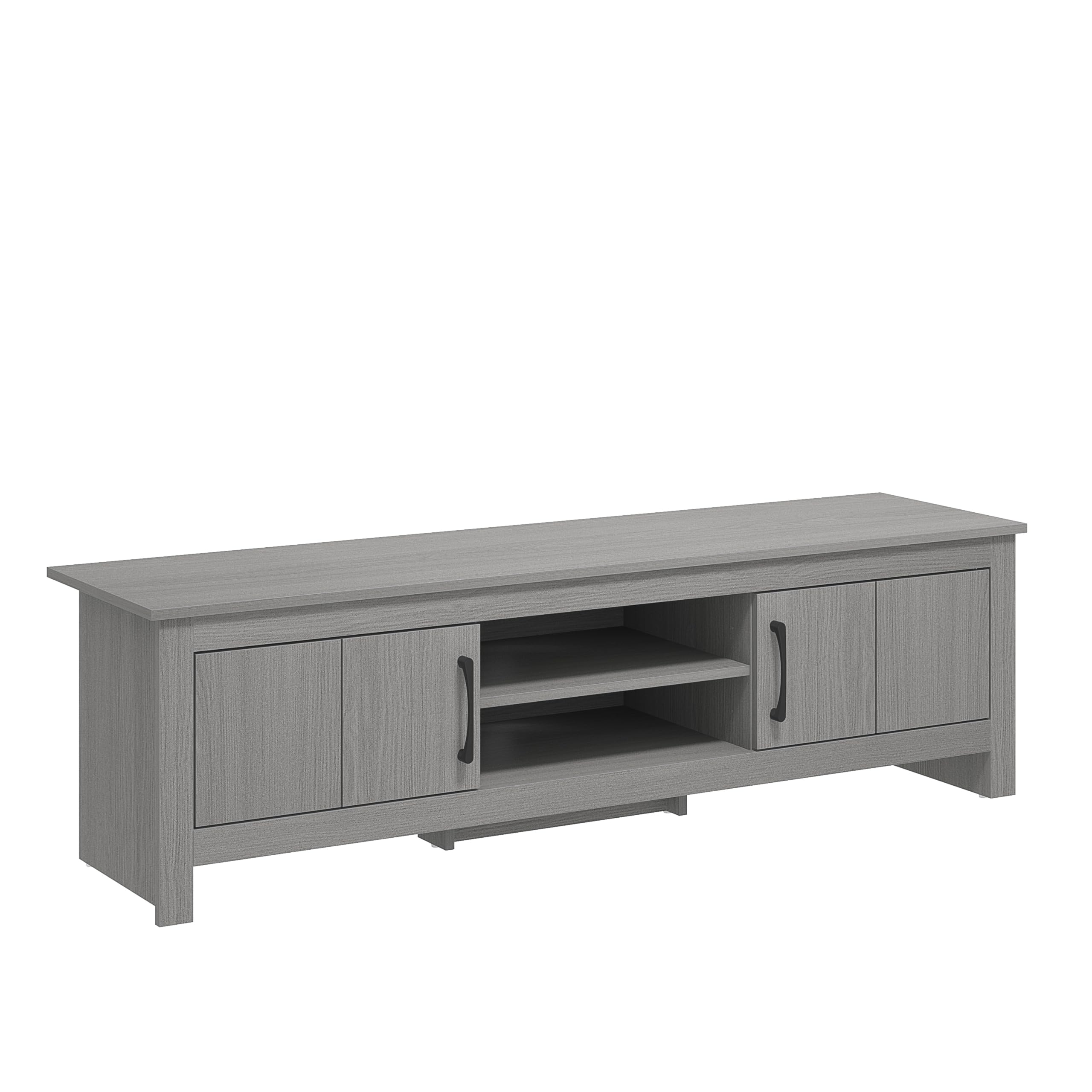 Galano Limestone Wide TV Unit – Entertainment Centre for TVs up to 65 Inches – Media Console with 2 Doors – Dark Grey Finish