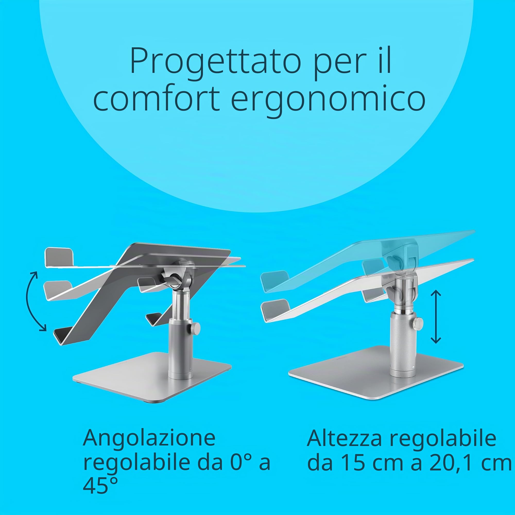 Kensington Supporto Universale per Computer Portatile con Schermo fino a 16 '', Regolabile in Altezza e Angolazione, Con Ventilazione Aperta, Spazio Portaoggetti e Cuscinetti Antiscivolo (K50424WW)