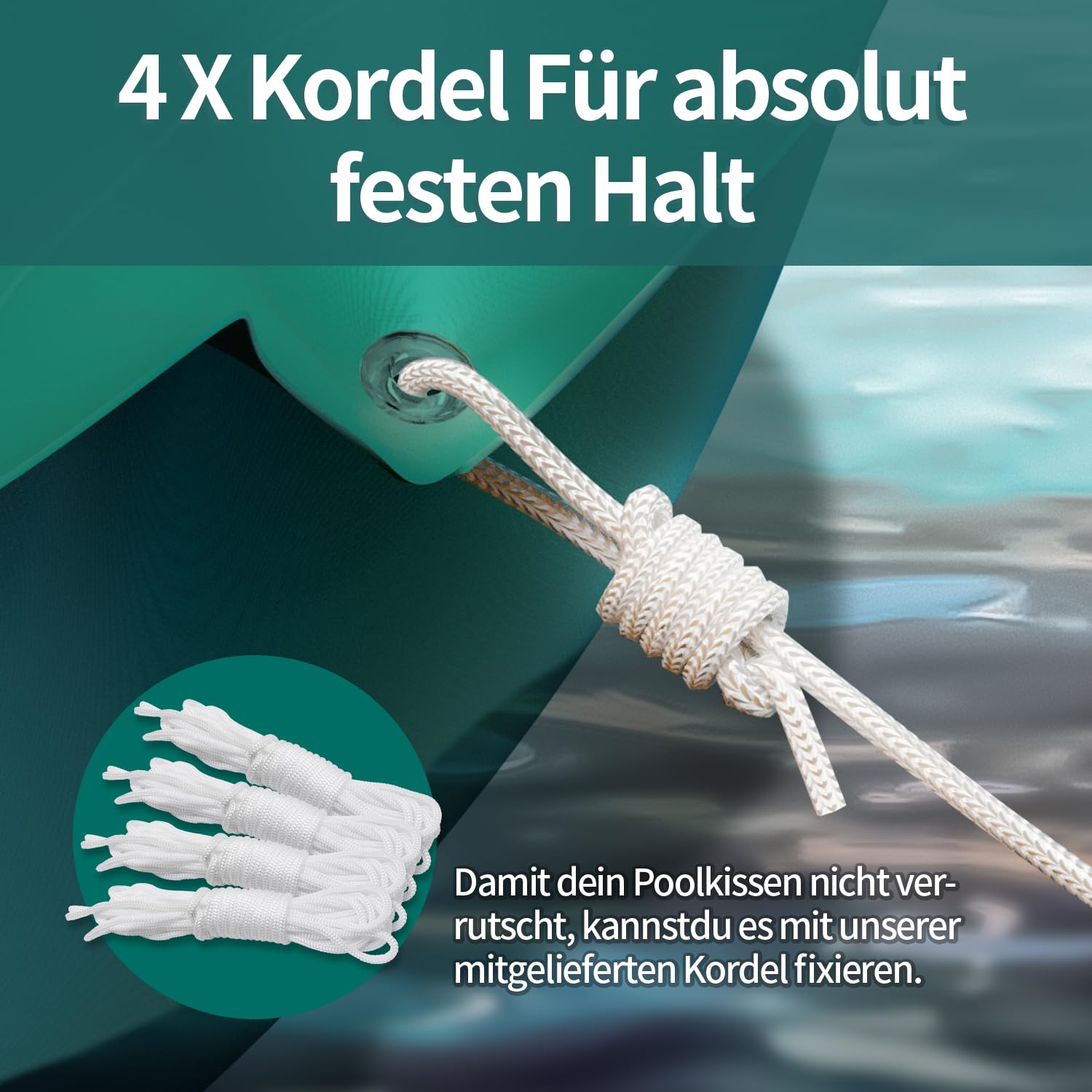 MARIE Poolkissen Winter 3m für Ø300-400 cm Pools, XXL Pool Winterkissen rund, Luftkissen Pool Kissen Winterfest, Poolpolster Pool Abdeckung Kissen Doppelnaht, Chlorbeständiges Überwinterungskissen