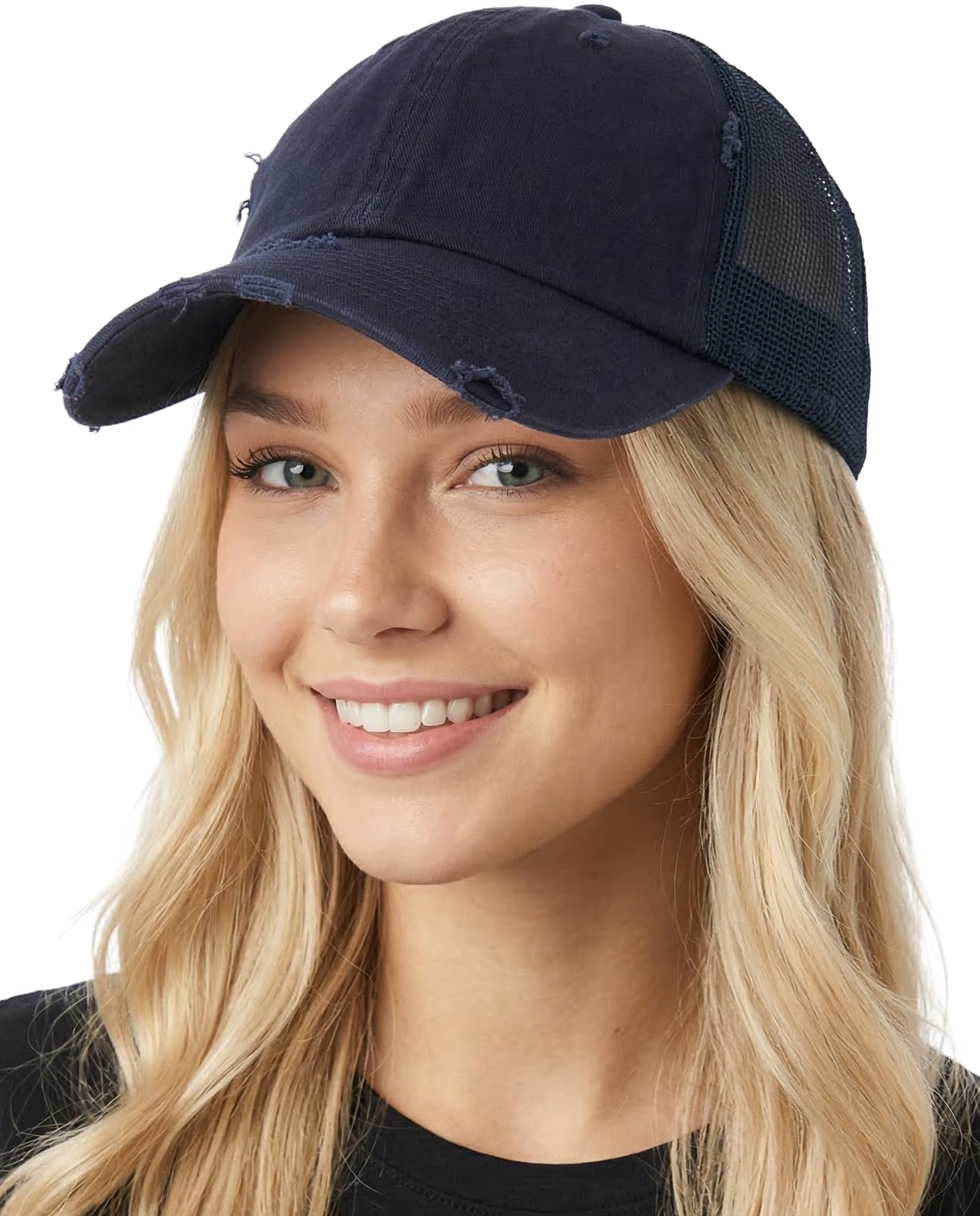 Funky Junque Distressed Mesh Low Profile Trucker Hat Snapback Cap