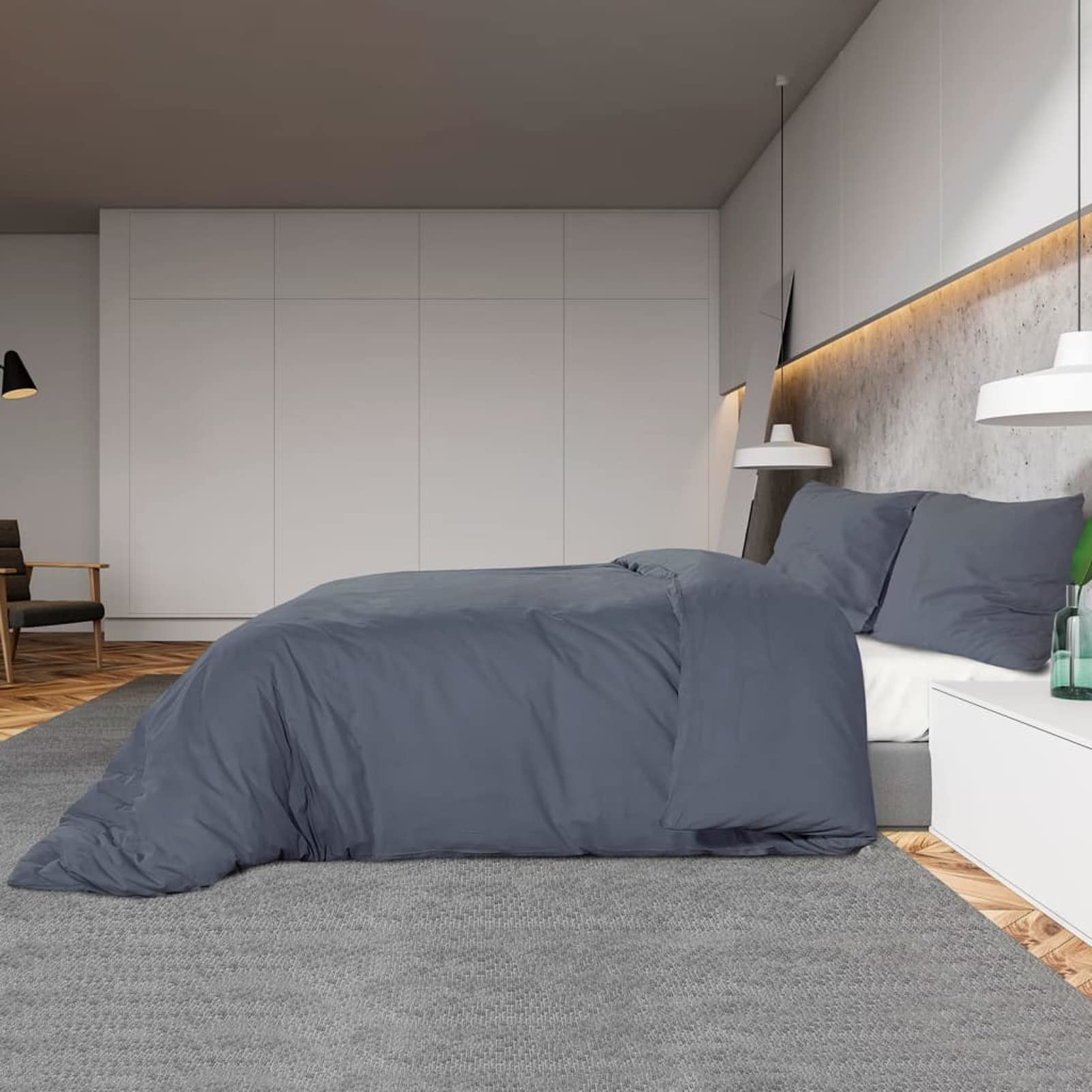 Homgoday Antracyt 240 x 220 cm Lekka mikrofibra, wystrój mebli poszewki na kołdrę, zestaw pościeli z podwójnym łóżkiem, zestaw pościeli dwuosobowej, zestaw pościeli na łóżko podwójne, komplet pościeli