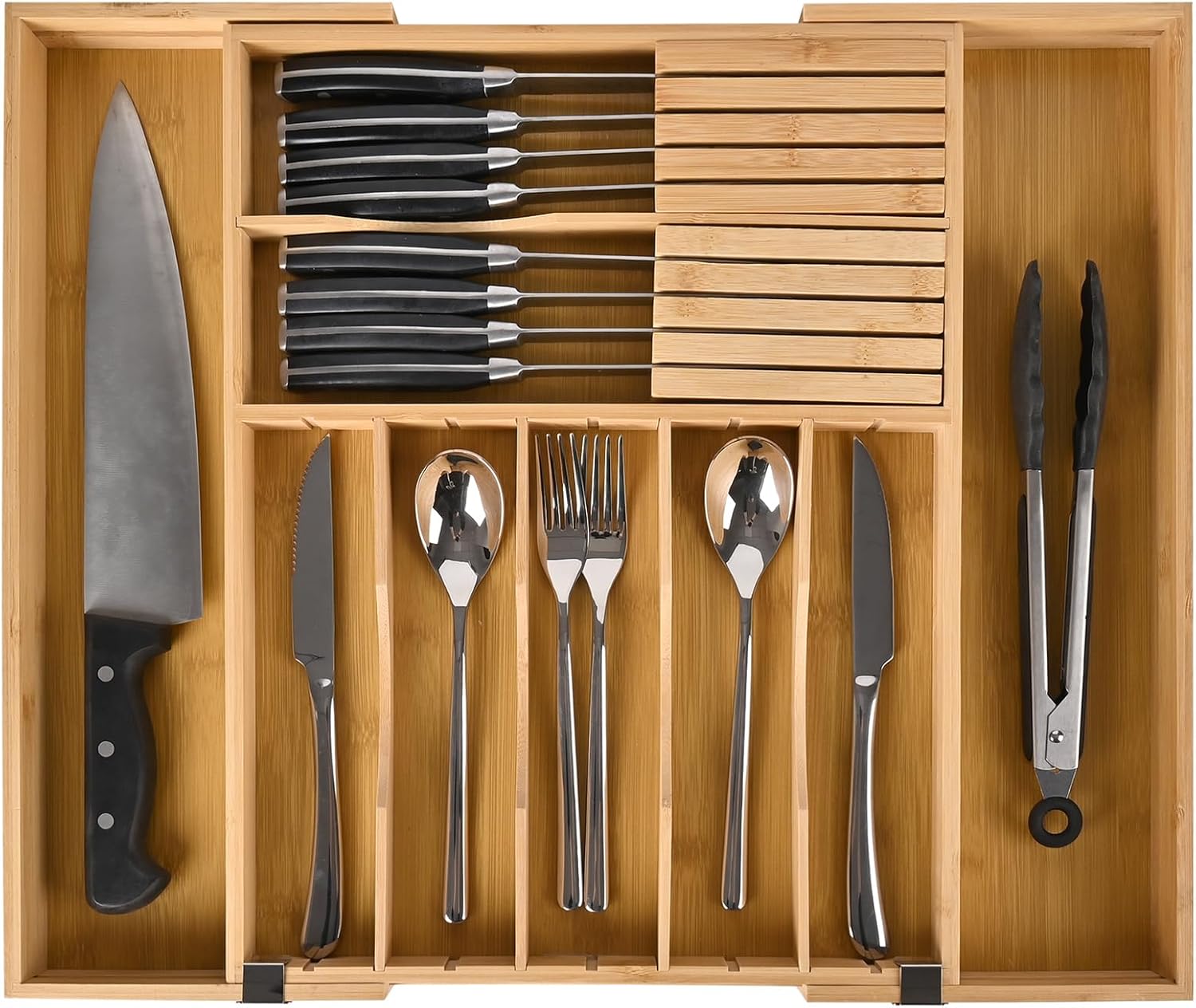 Amazon.com: Silverware Organizer Expandable Bamboo Drawer Organizer ...