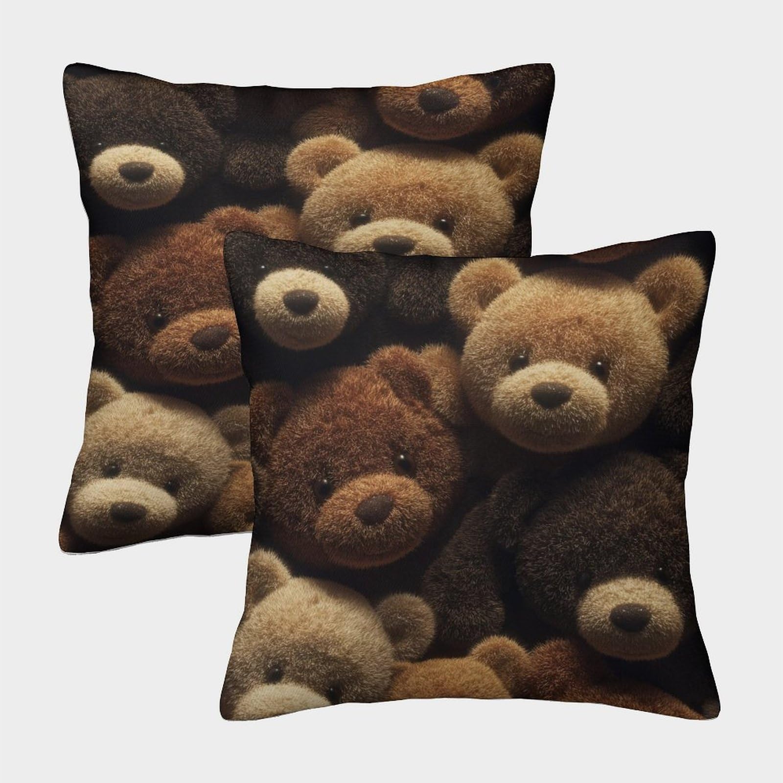 Mjfcoin Style-4 3D Printed Teddy Bear Square Pillowcases Dinosaurs Square Throw Pillow Decorative Super Soft Pack Of 2 For Patio,Couch, Tent, Balcony And Sofa 50X50cm