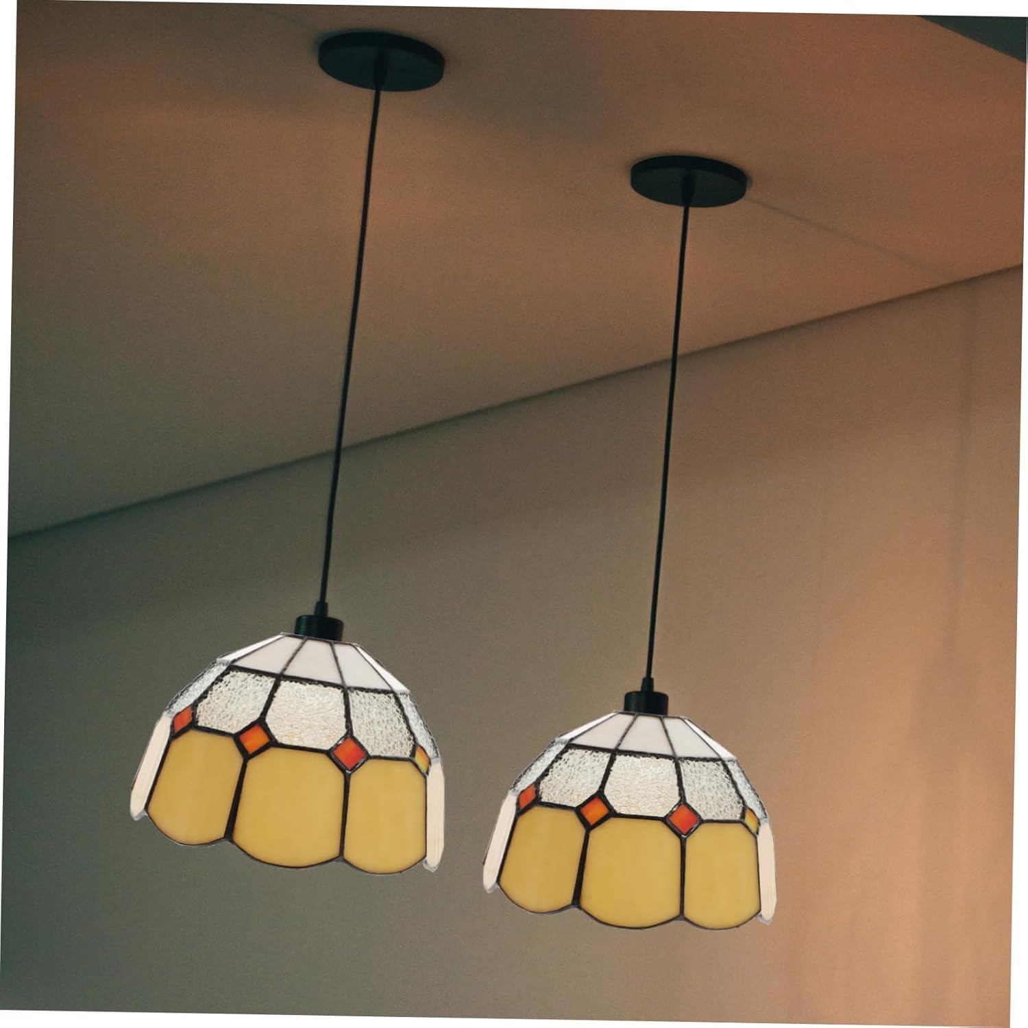 PRETYZOOM Chandelier Glass Shade Replacement for Socket Elegant Victorian Style Wall Lamp Cover Stained Glass Pendant Lamp Shade for Dining Room Bedroom and Living Room