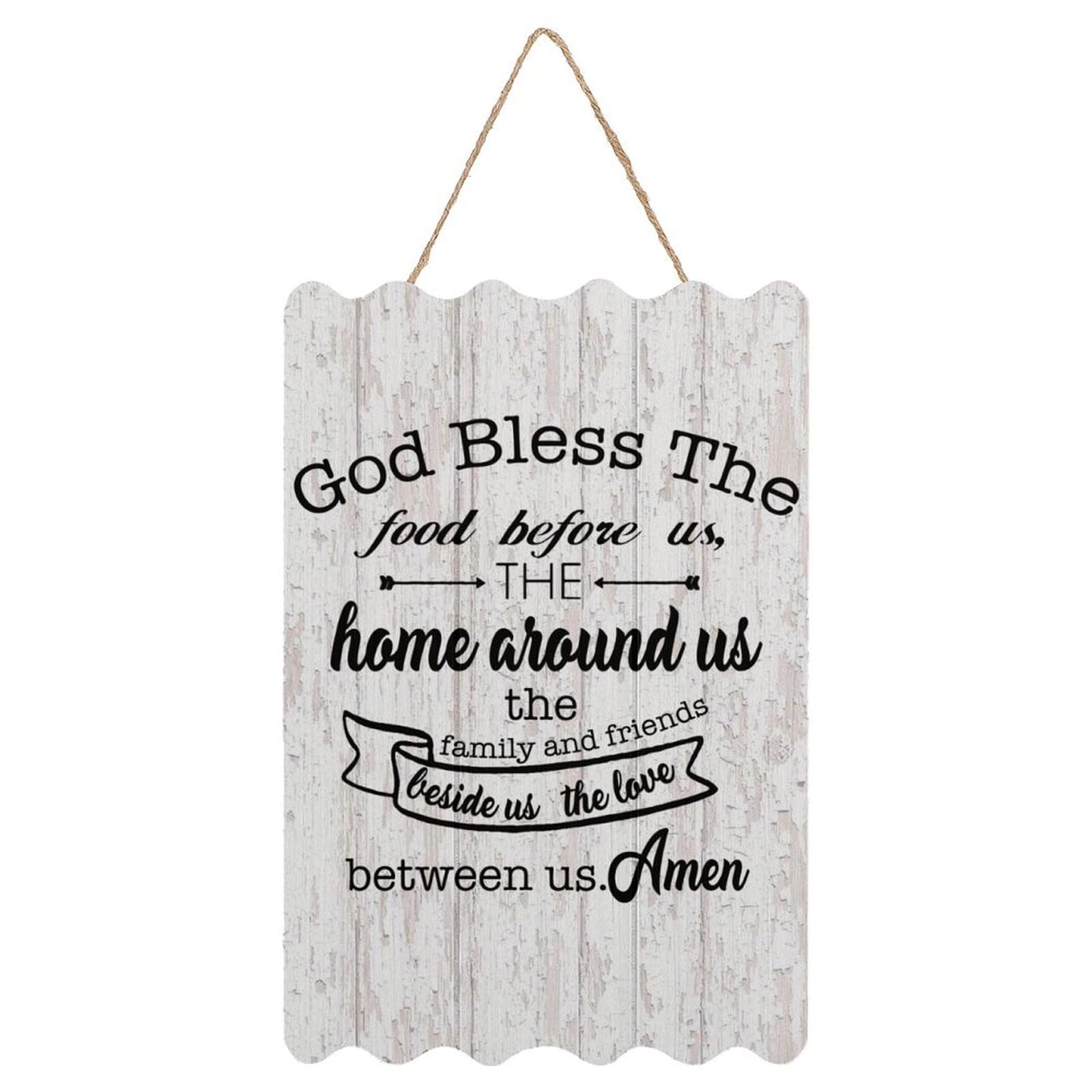 Yelolyio Rustic Sign Wall Decor Motivational Quotes Hanging Sign God Bless The Food Before Us Signs Wall Decor For Living Room Home Decoration Housewarming Gift 8X12in