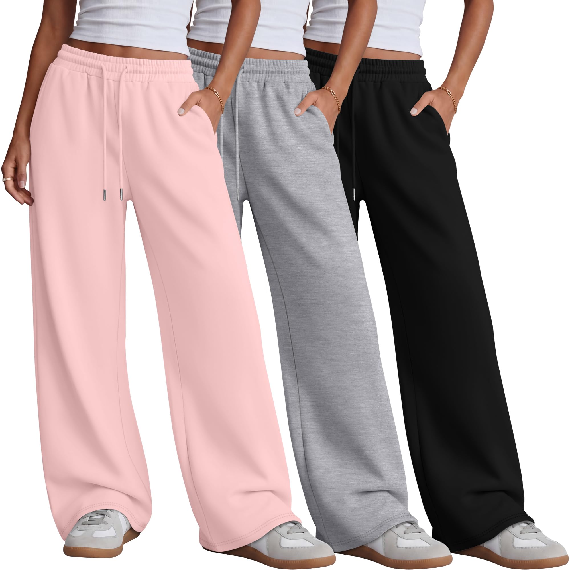 Neer 3 Pack Women's Wide Leg Sweatpants Yoga Baggy Lounge Pants