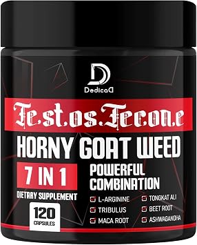 DEDICAD 7 in-1 Ultra Test Support with Tribulus Terrestris Horny Goat Weed L-Arginine Maca Root Tongkat Ali Beet Root - 120 Capsules