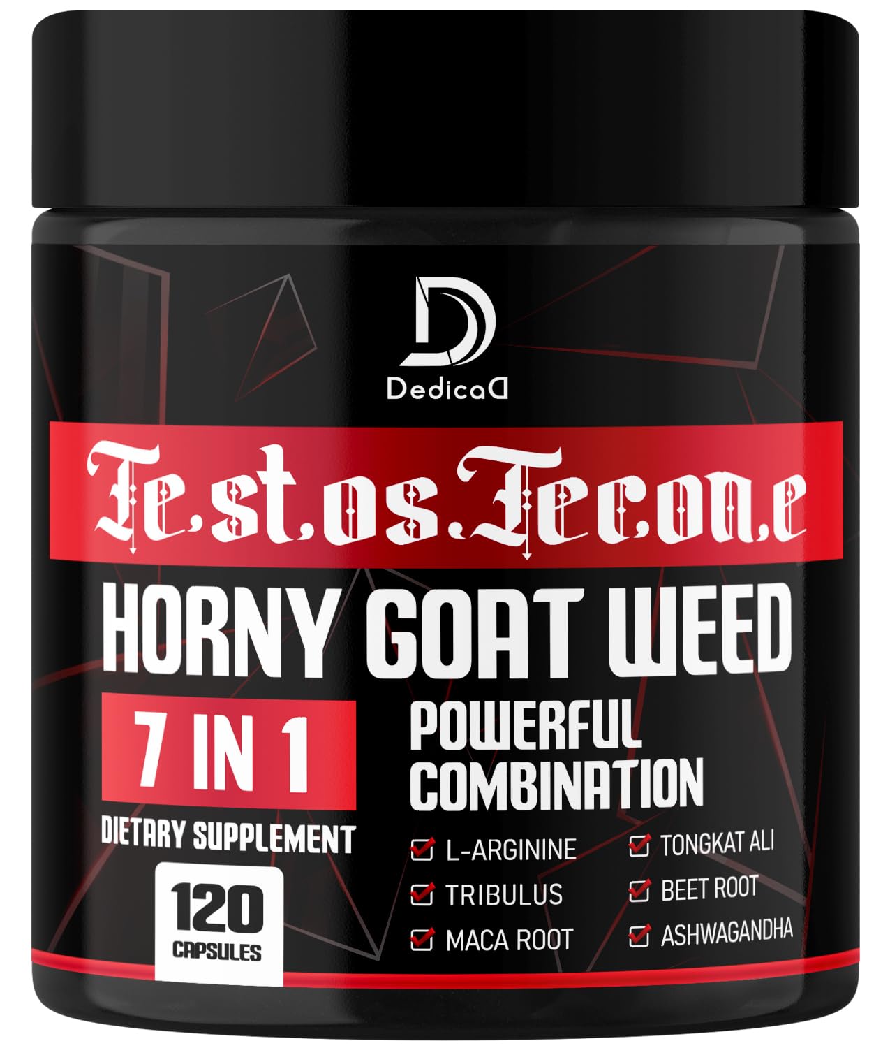 7 in-1 Ultra Test Support with Tribulus Terrestris Horny Goat Weed L-Arginine Maca Root Tongkat Ali Beet Root - Energy Workout Muscle Strength Support 120 Capsules