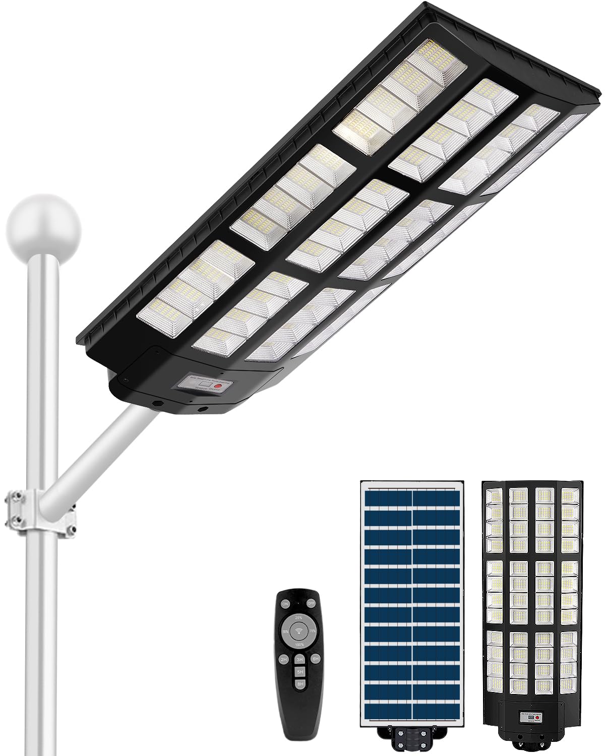AOZOPE 2000W Solar Street Lights Outdoor Waterproof 220000LM Dusk to Dawn, Large LED Wide Angle Lamp Solar Flood Lights with Motion Sensor and Remote Control, for Garden,Yard, Path, Parking Lot