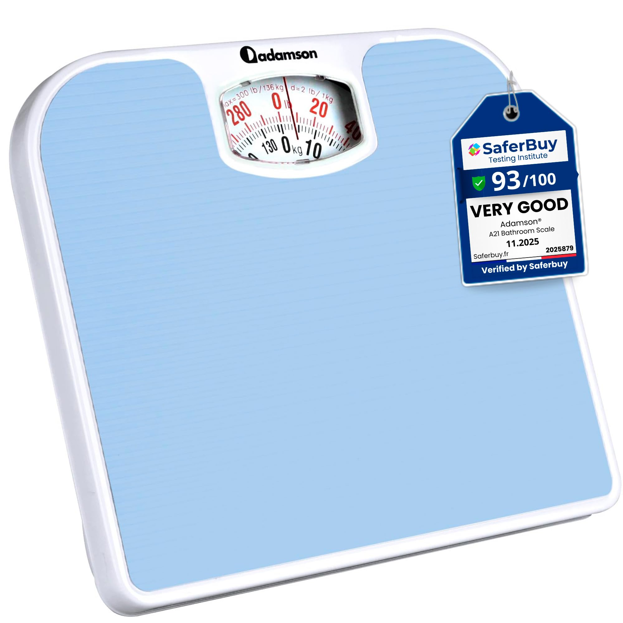 Adamson A21 Analog Scales for Body Weight - Up to 300 LB - New Version - Anti-Skid Rubber Surface + Large Numbers - Analog Bathroom Scale - Affordable - Durable with 20-Year Assurance - Light Blue-picture-20