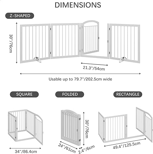Miniatura 8 de JSB Puerta para perros extra ancha de 30 pulgadas de alto con paseo, puerta independiente para mascotas, para pasillos, escaleras y hogar, cerca de