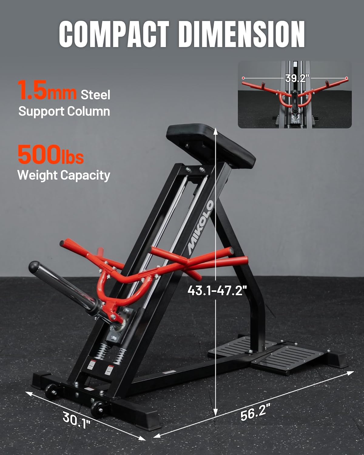 Mikolo Linear Row Machine, Back Workout Machine for Home Gym, Plate-Loaded Back Machine with Linear Bearing, Back Row Machine for Upper Body