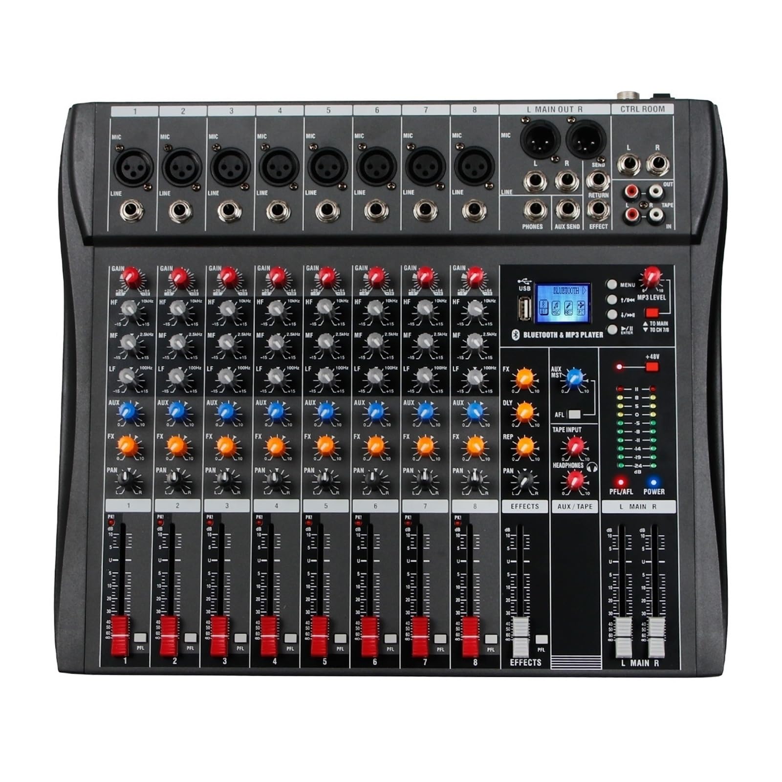 Mezclador de audio, Controlador DJ Mezclador Mesa de mezclas sonido Tarjeta profesional PC Consolas digitales Interfaz Consola Equipo 8 canales Para karaoke en estudio