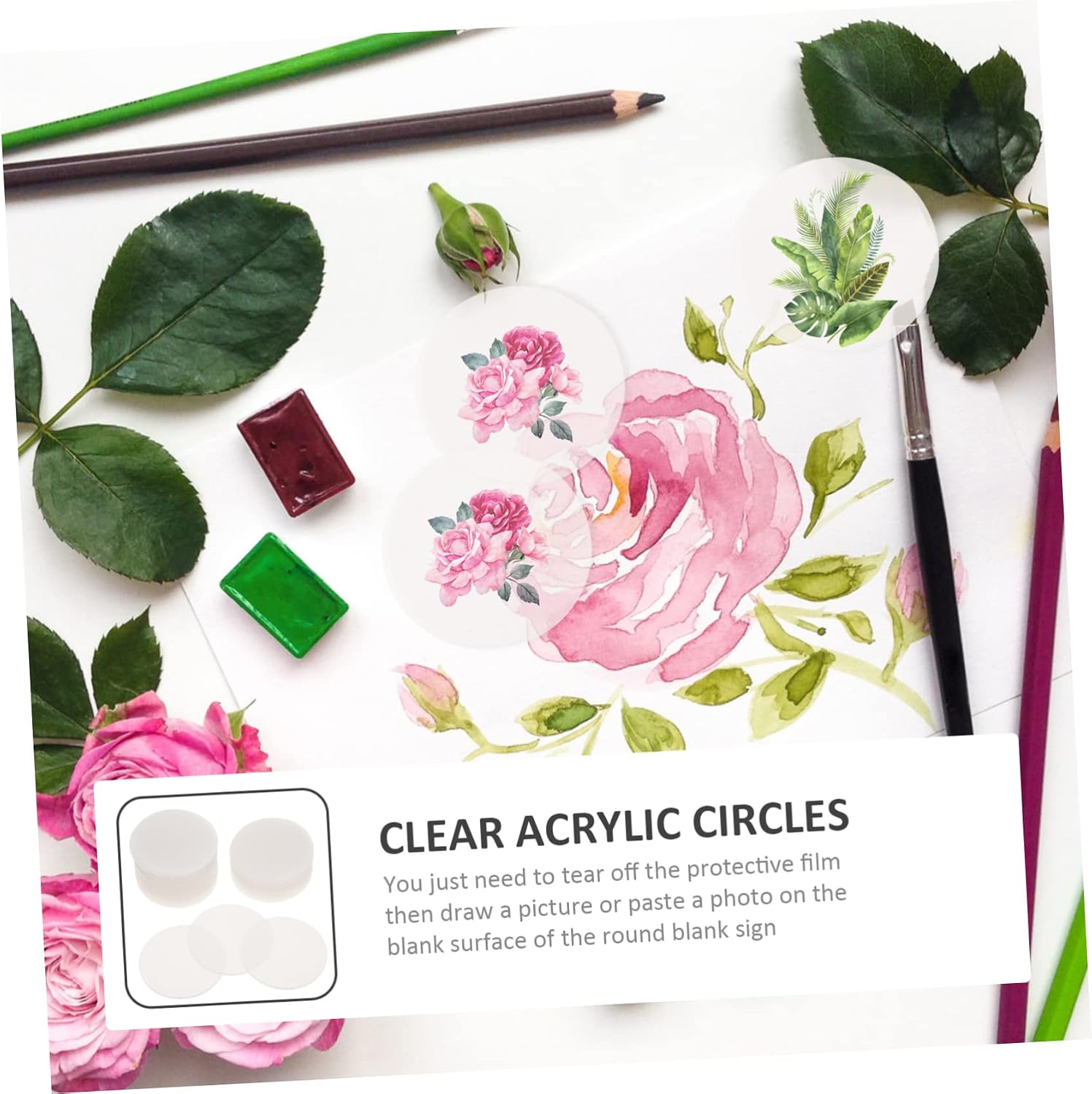 ARTIBETTER 30pcs Acrylic Discs Round Sheets for DIY Crafts Painting and Decoration Thick and Easy to Clean