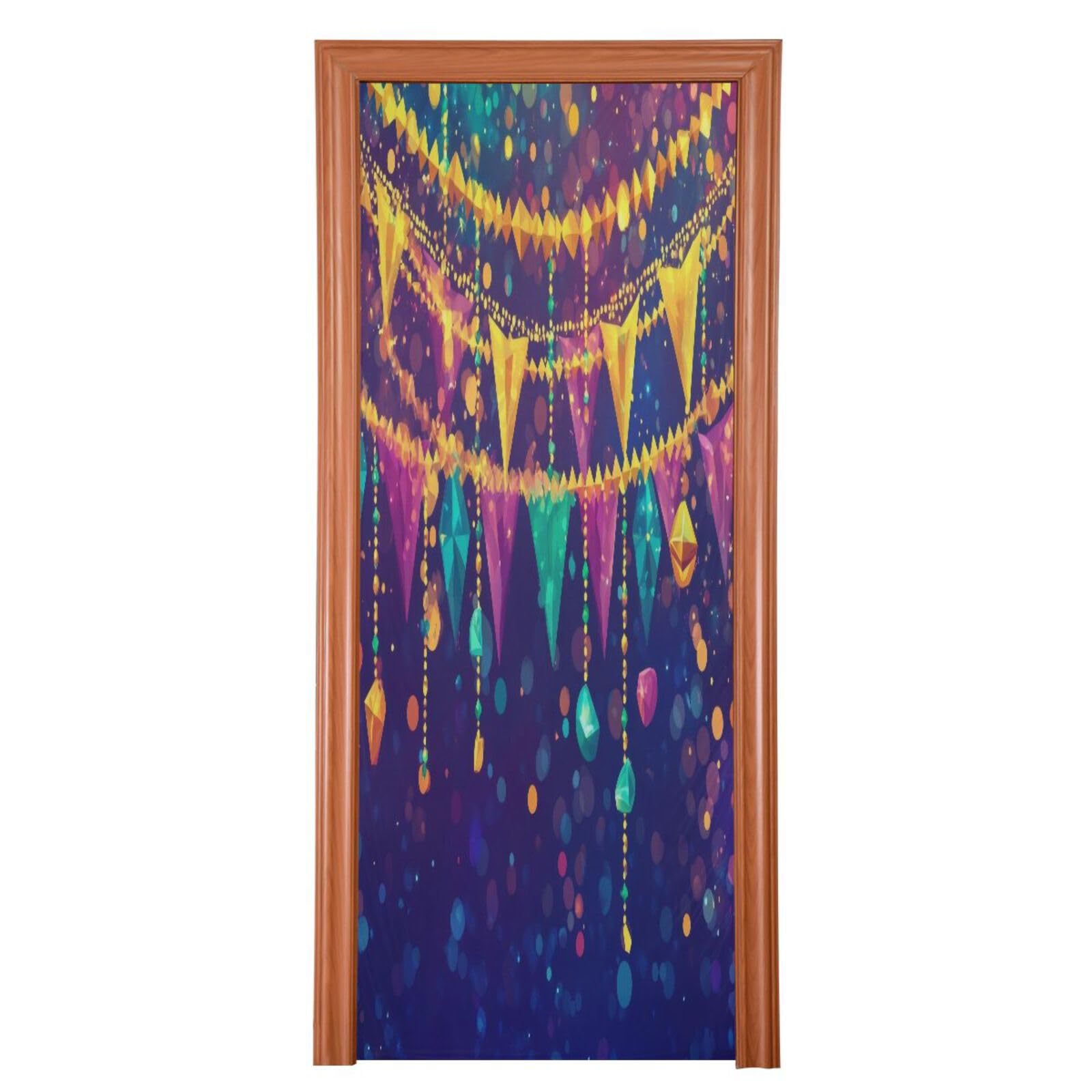 FLildon Mardi Gras Carnival Door Cover Decoration, Party Accessory Porch Decor for Festive Ornament Room Door Covers 36 x 98 Inch