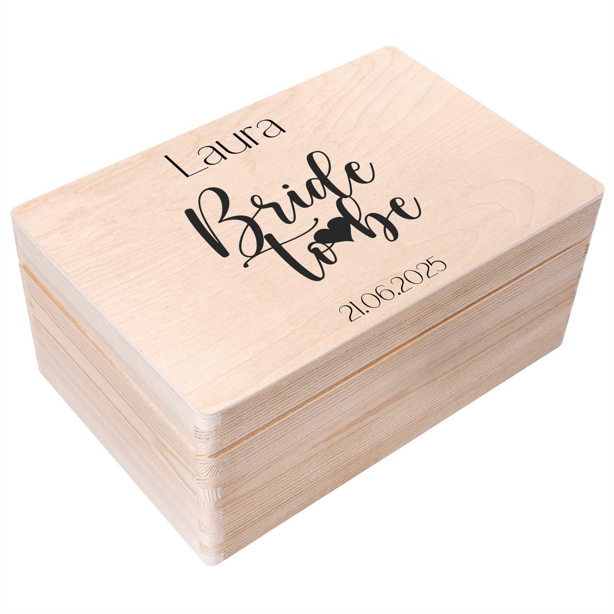 Creative Deco Hochzeitsgeschenke Personalisiert für Braut Bride to Be Deko | Geschenk JGA | Erinnerungsbox Hochzeit | Holzkiste mit Deckel | Personalisiertes Verlobungsgeschenk Hochzeitsgeschenk