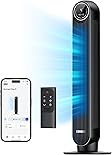 Dreo Tower Fan for Bedroom, Smart Oscillating Quiet Floor Fans, Standing Bladeless Fan with Remote and WiFi Voice Control, 4 Modes, 4 Speeds, 8H Timer, Works with Alexa/Google